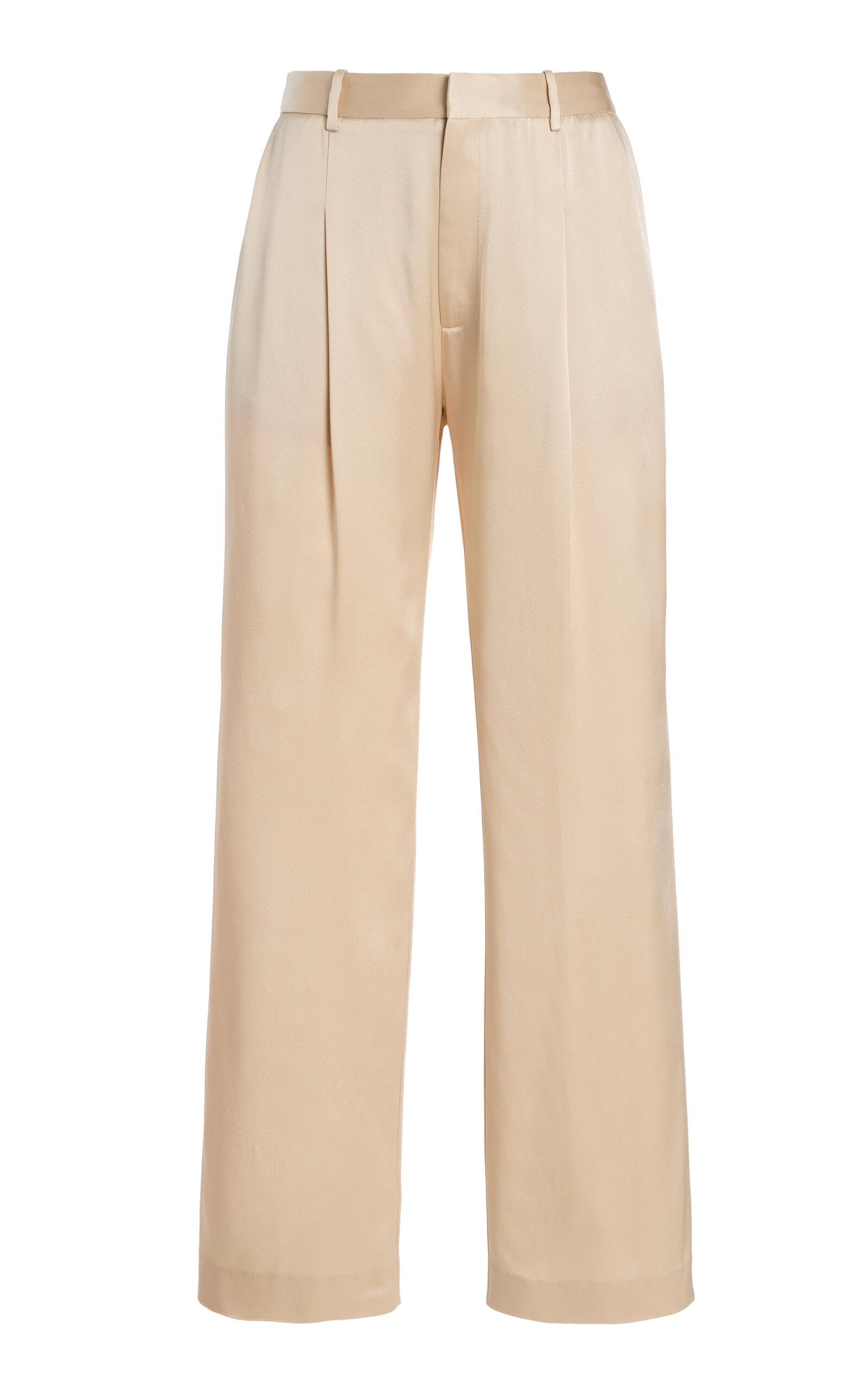 Pleated Satin Tapered Pants