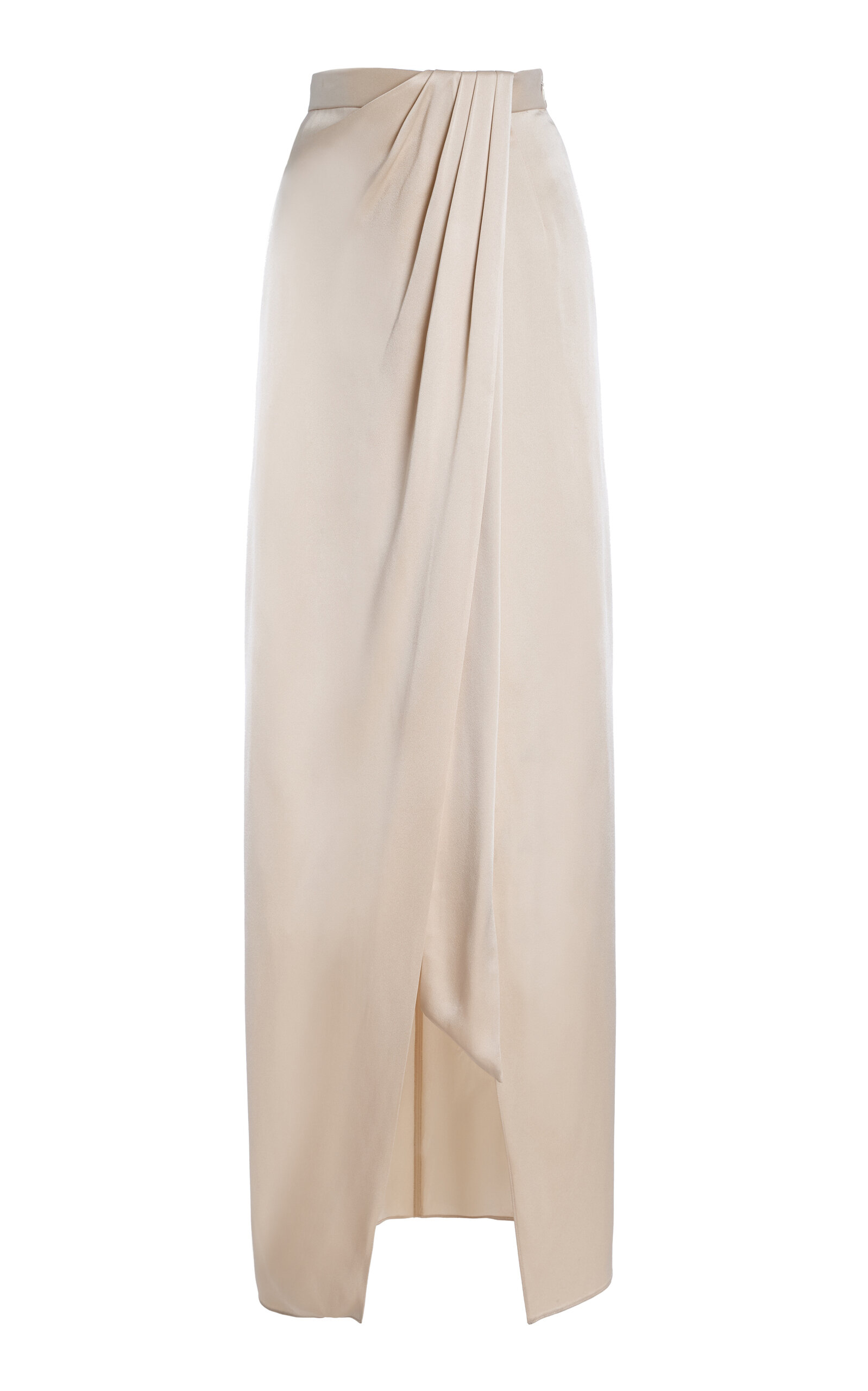 Wrap-Effect Satin Maxi Skirt