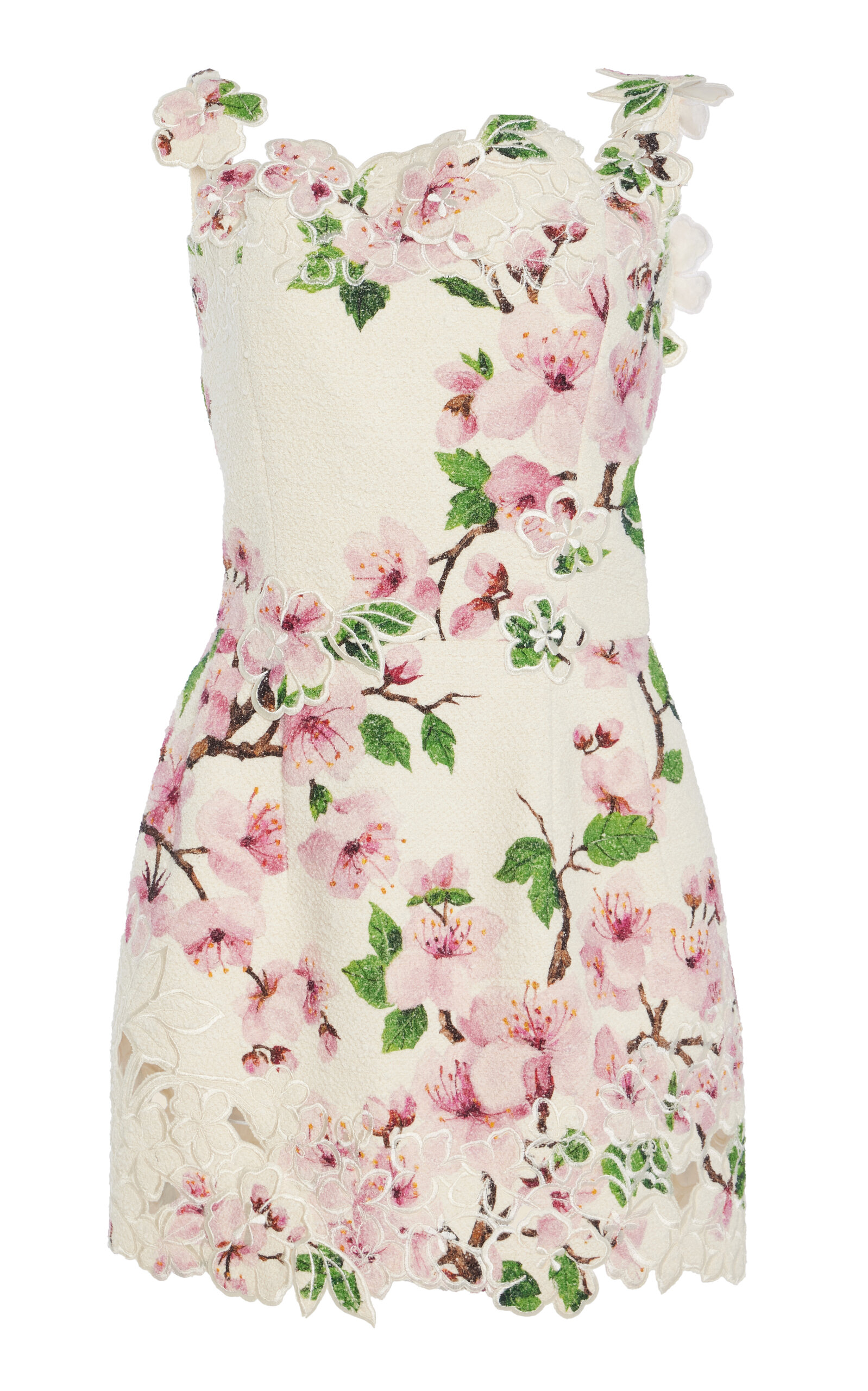 Oscar De La Renta Embroidered Tweed Mini Dress In Ivory