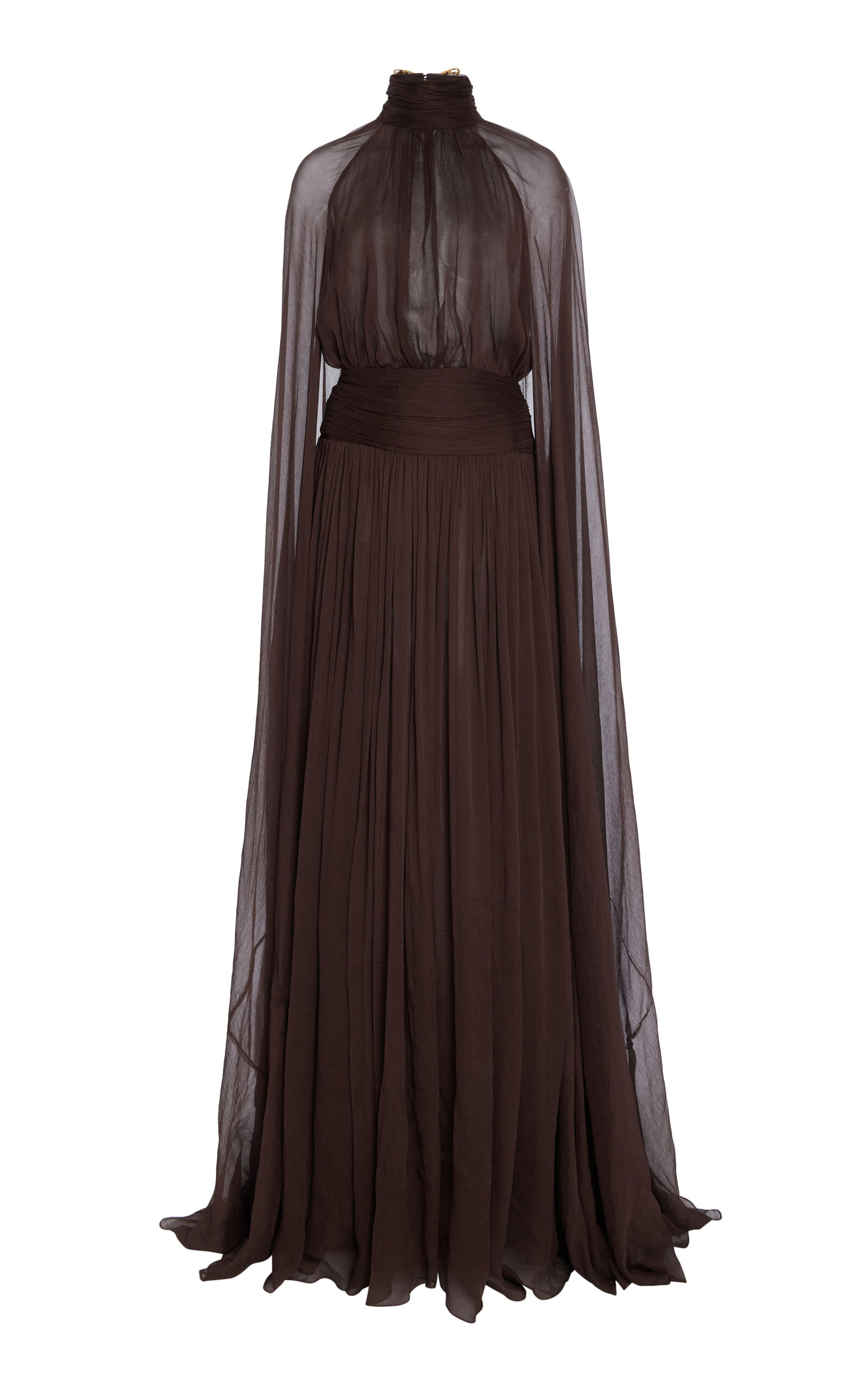 Oscar De La Renta Butterfly-detailed Chiffon Caftan In Brown