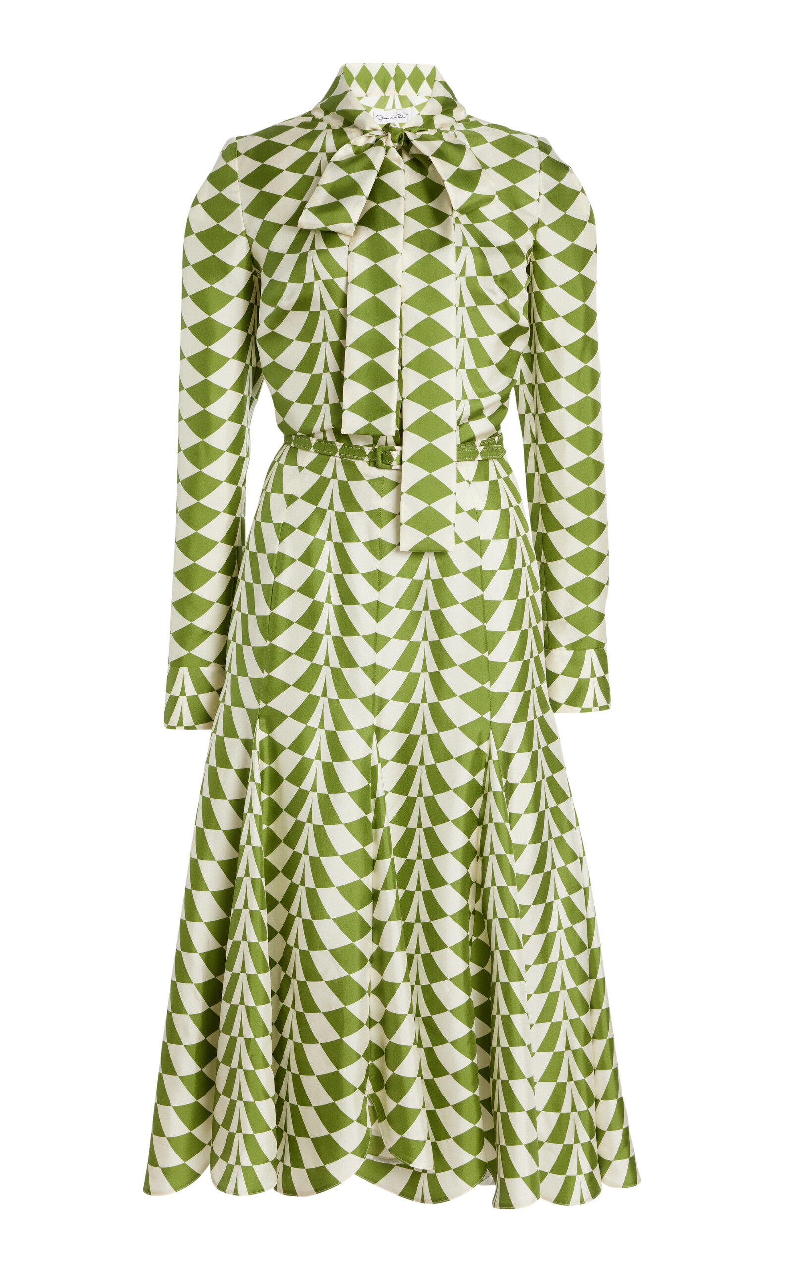 Oscar de la Renta Belted Silk Twill Midi Shirt Dress