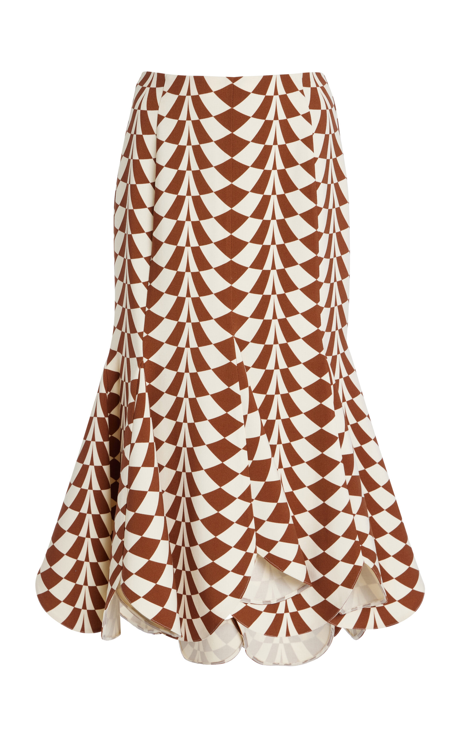 Oscar de la Renta Stretch-Wool Midi Skirt - Brown