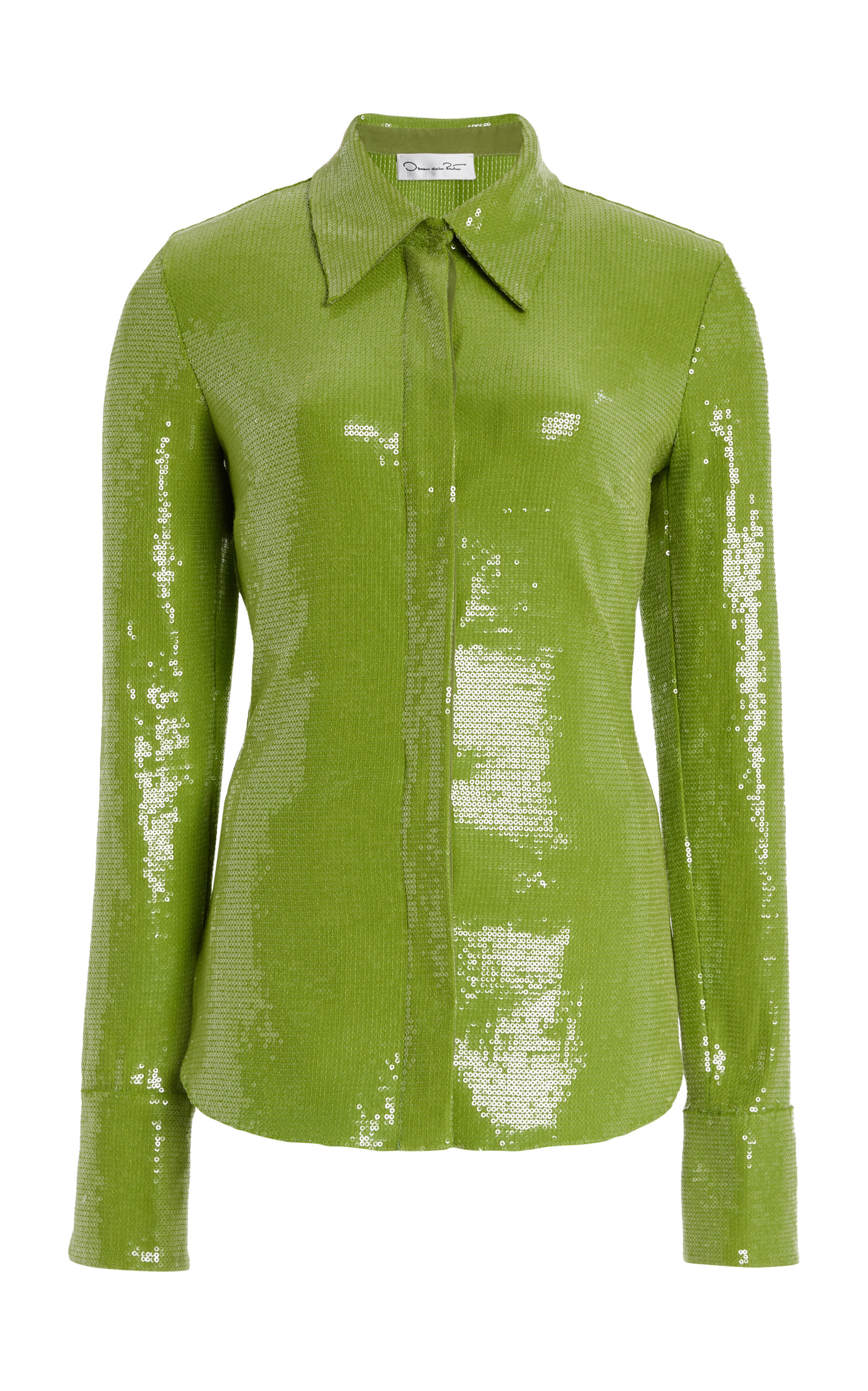 Oscar de la Renta - Sequined Jersey Shirt - Green - US 2 - Moda Operandi
