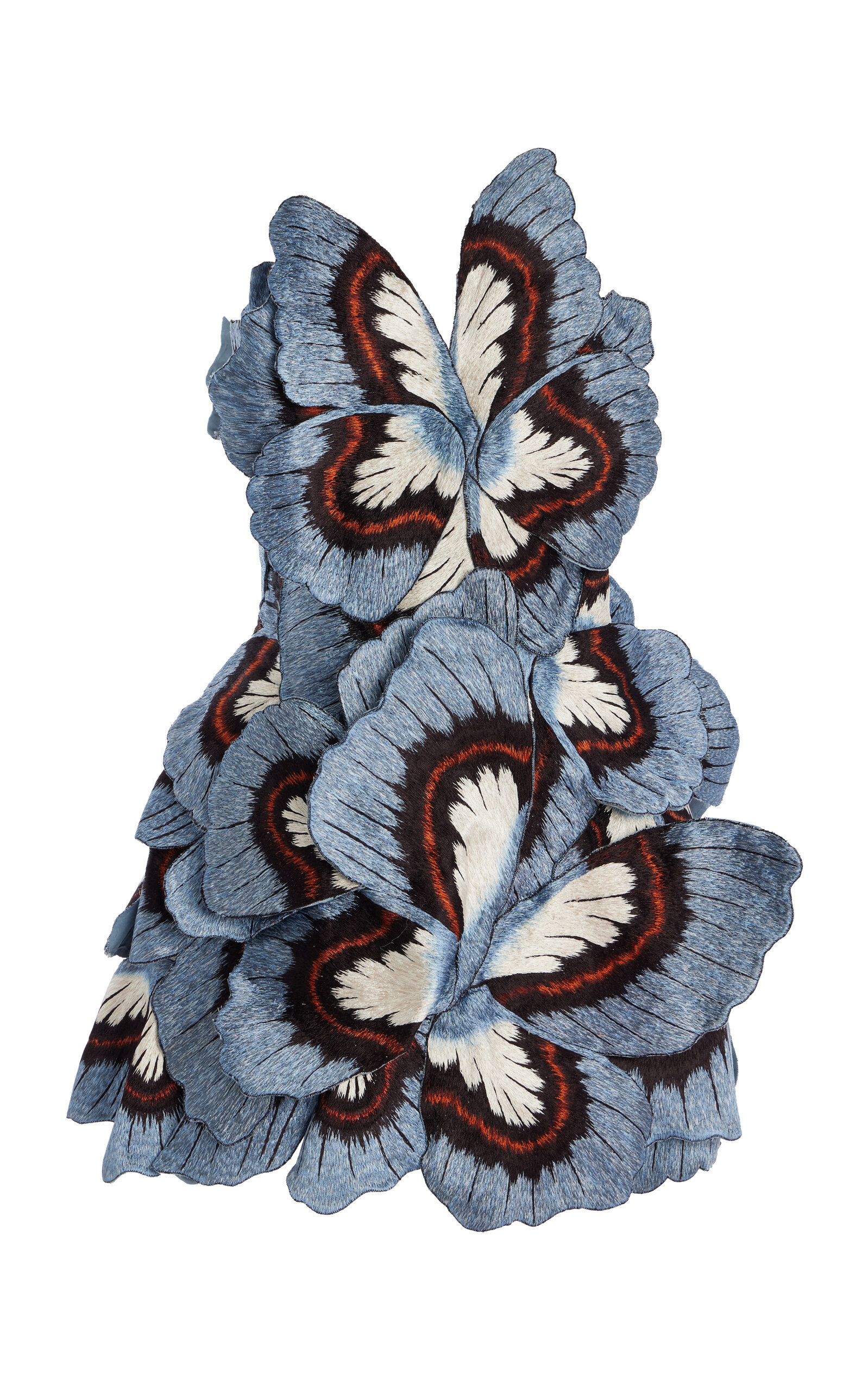Oscar De La Renta Embroidered Threadwork Mini Dress In Blue