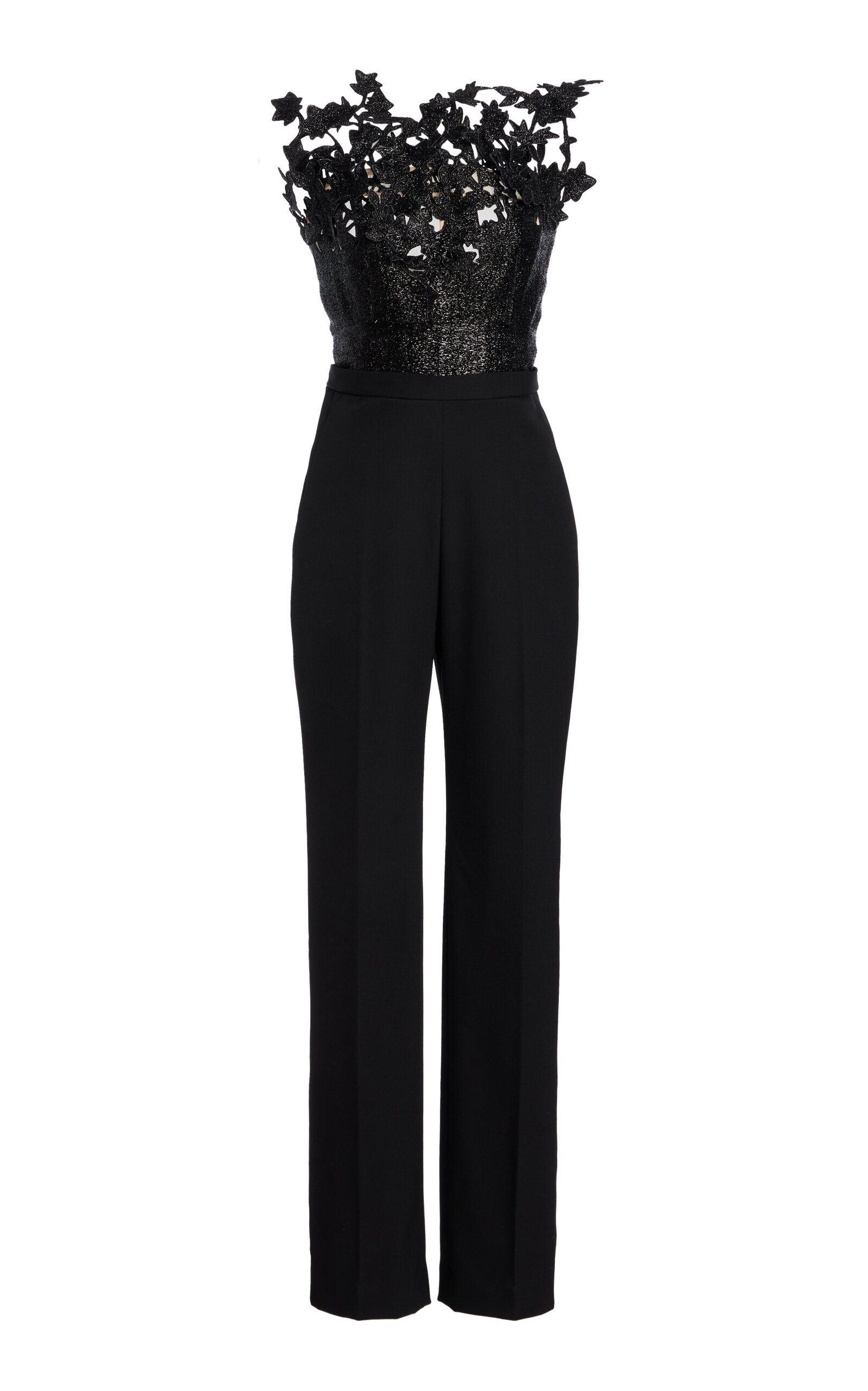 Oscar de la Renta Embroidered Silk Jumpsuit