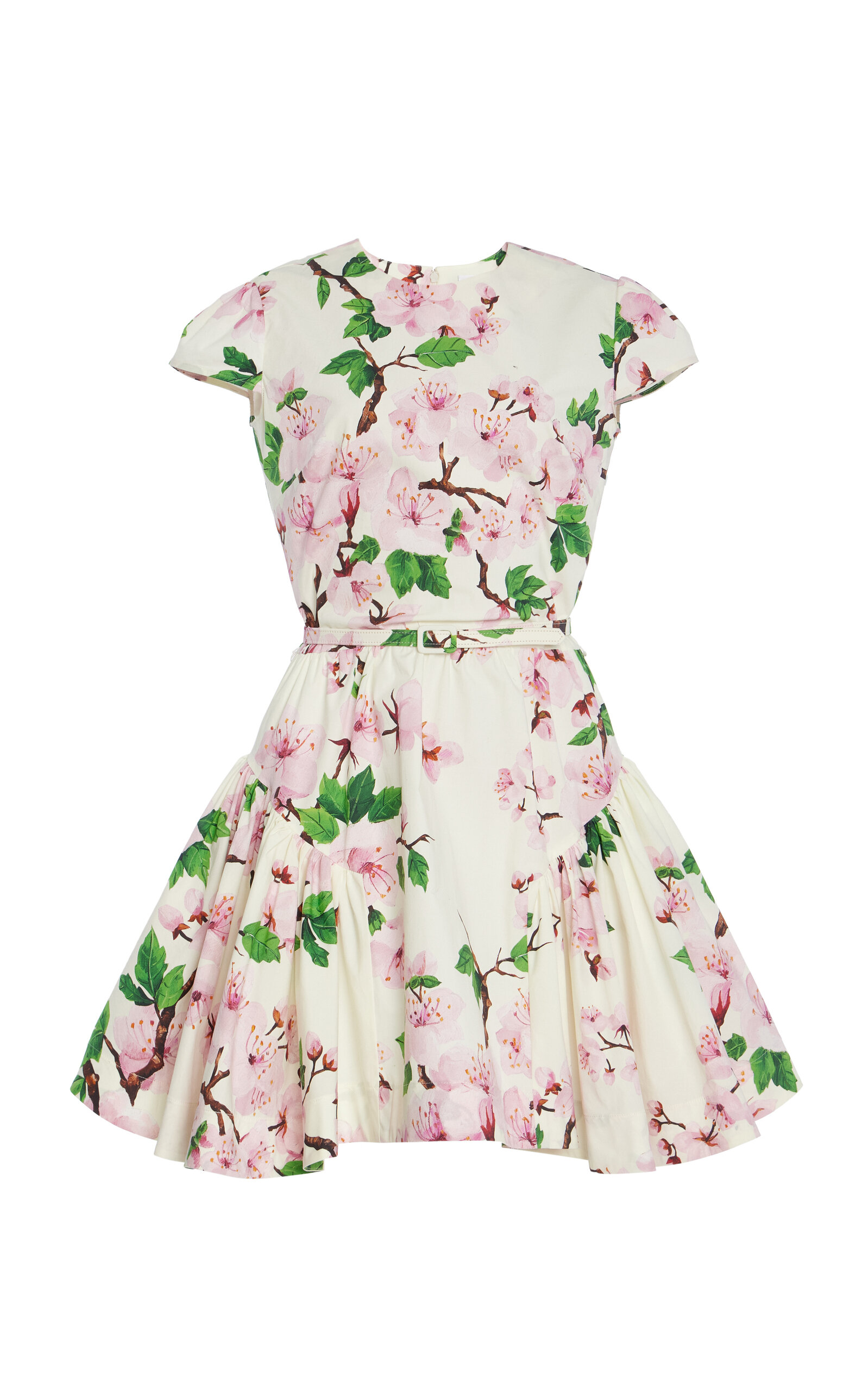Oscar de la Renta Belted Cotton Poplin Mini Dress