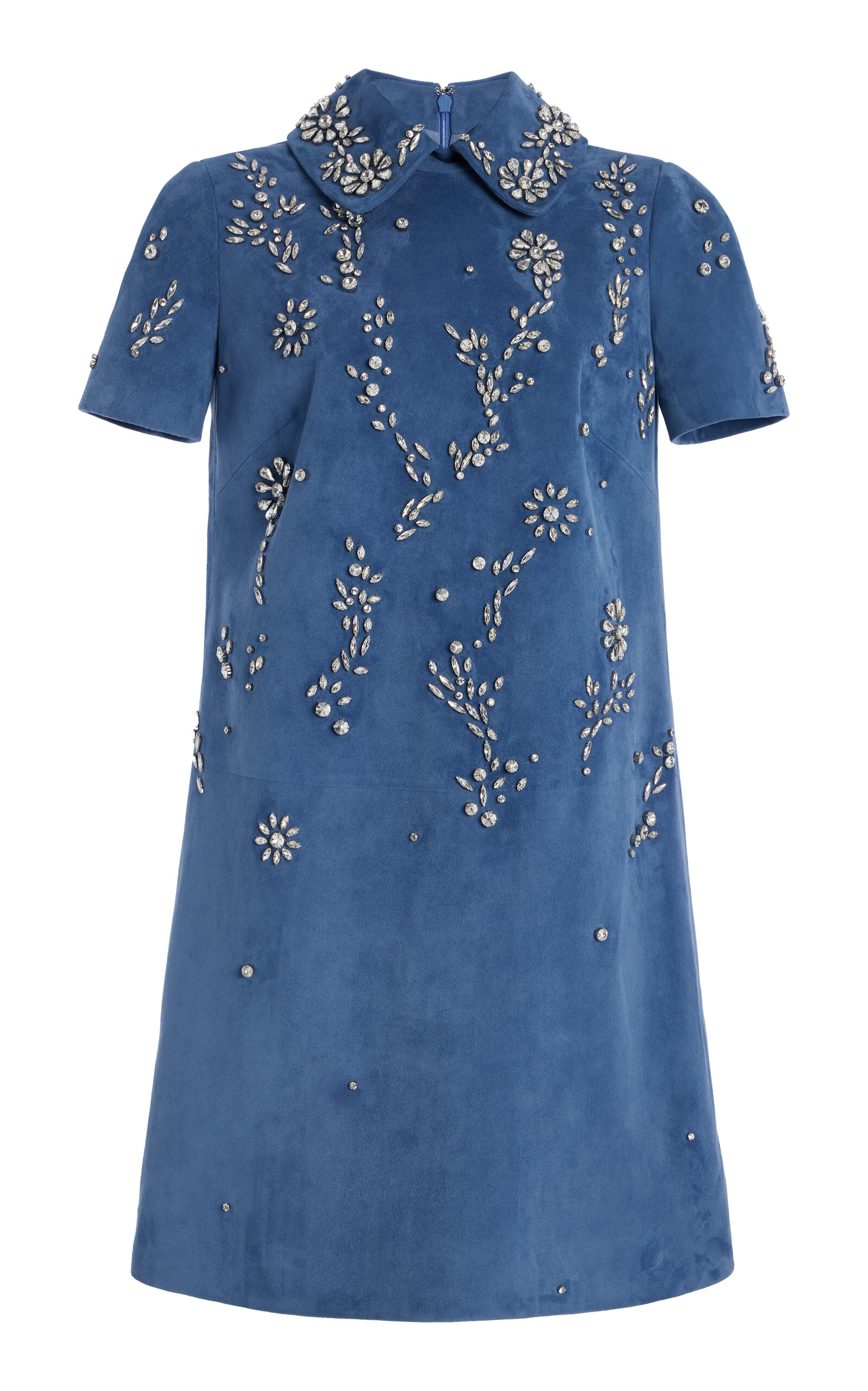 Oscar de la Renta Crystal-Embellished Suede Mini Dress