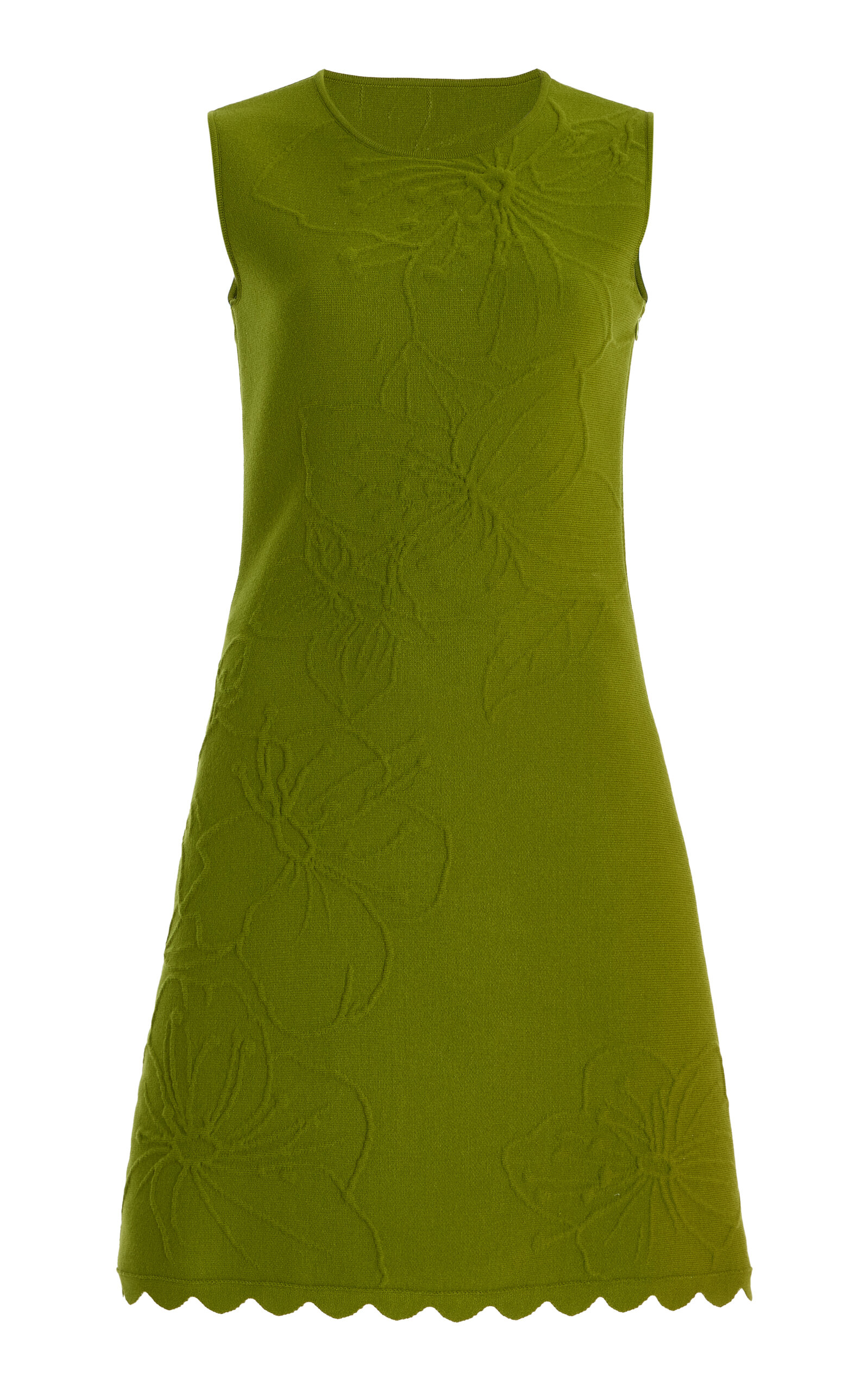 Oscar De La Renta Embossed Knit Mini Dress In Green