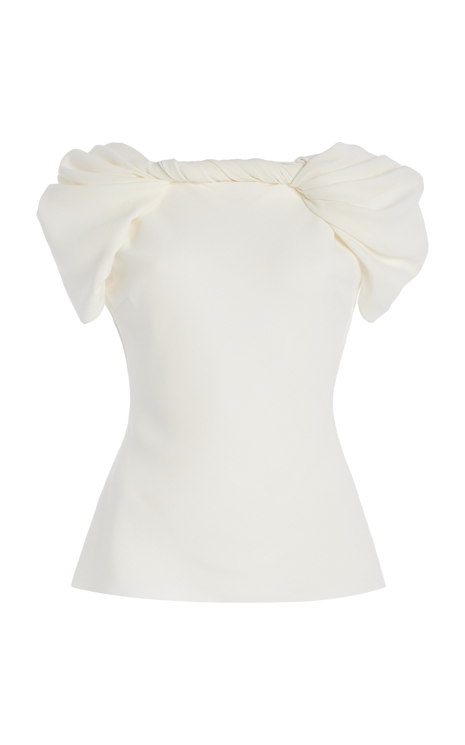 OSCAR DE LA RENTA DRAPED STRETCH-SILK TOP