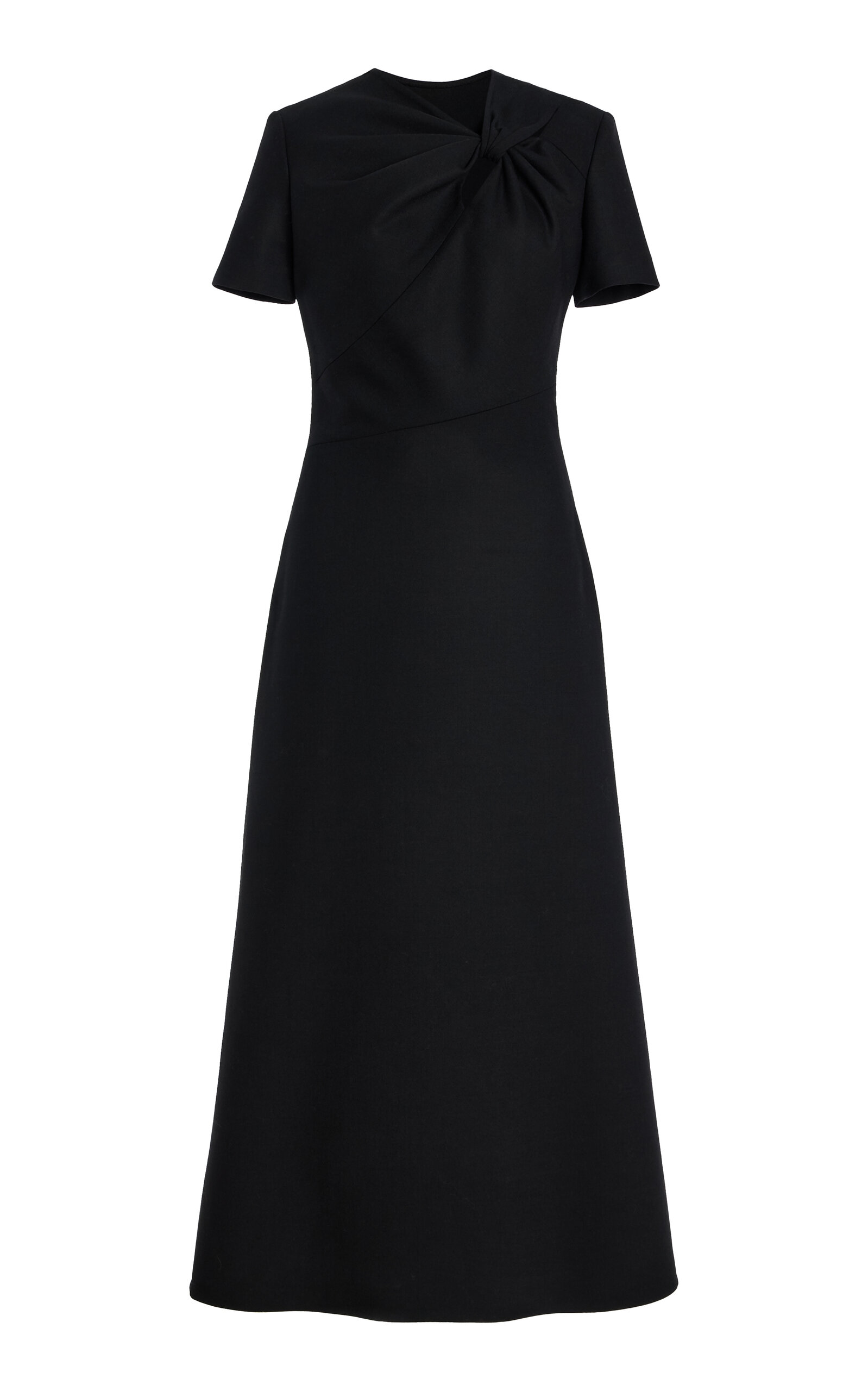 Oscar De La Renta Twisted Stretch-wool Midi Dress In Black