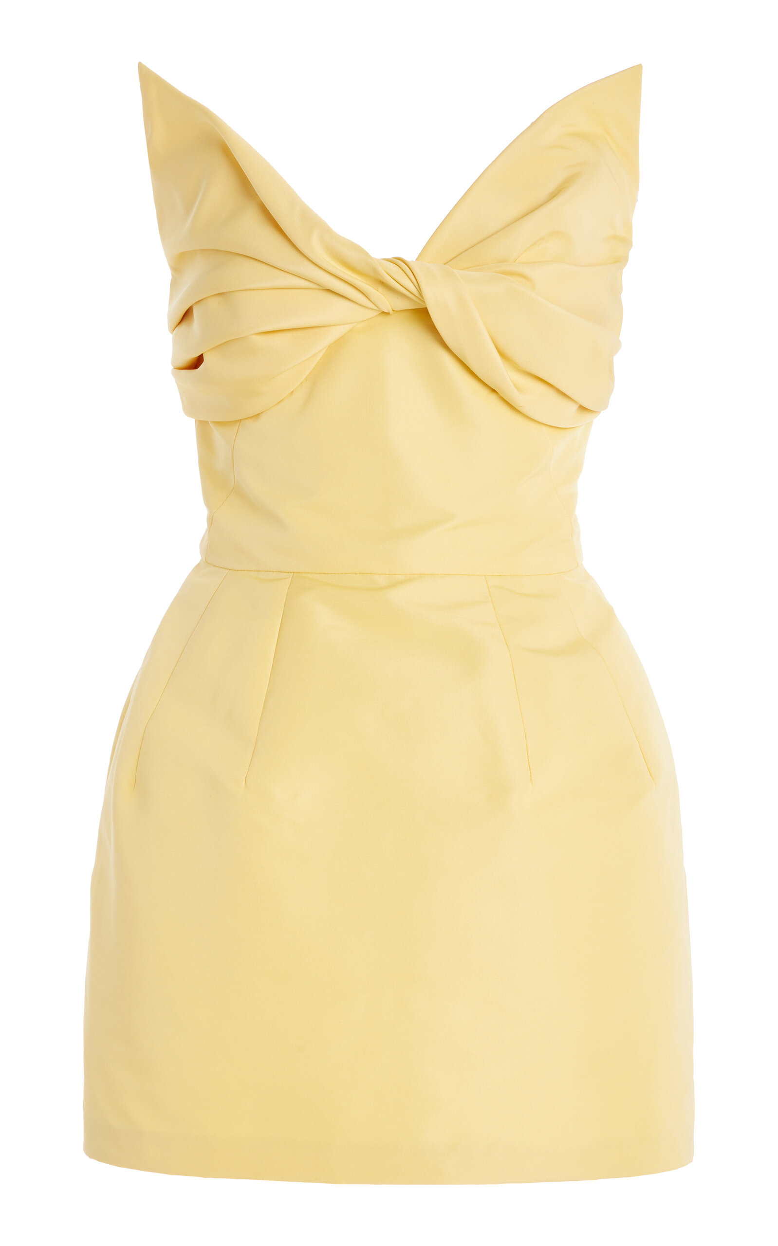 Oscar De La Renta Bow-detailed Faille Cocktail Dress In Yellow