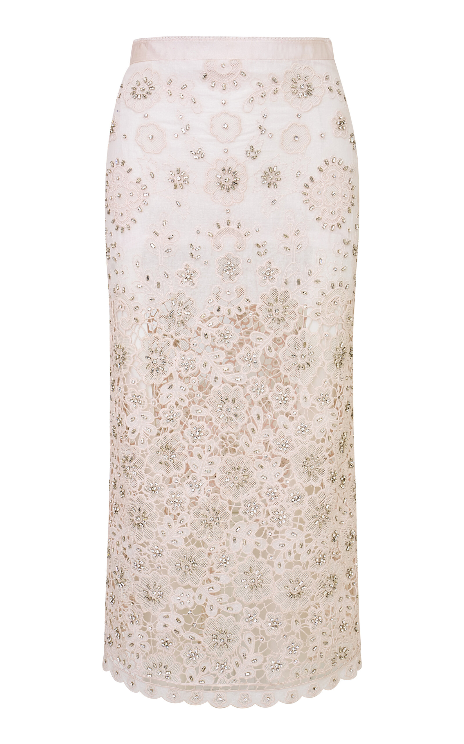 Loveshackfancy Reeves Embroidered Cotton Skirt In Light Pink