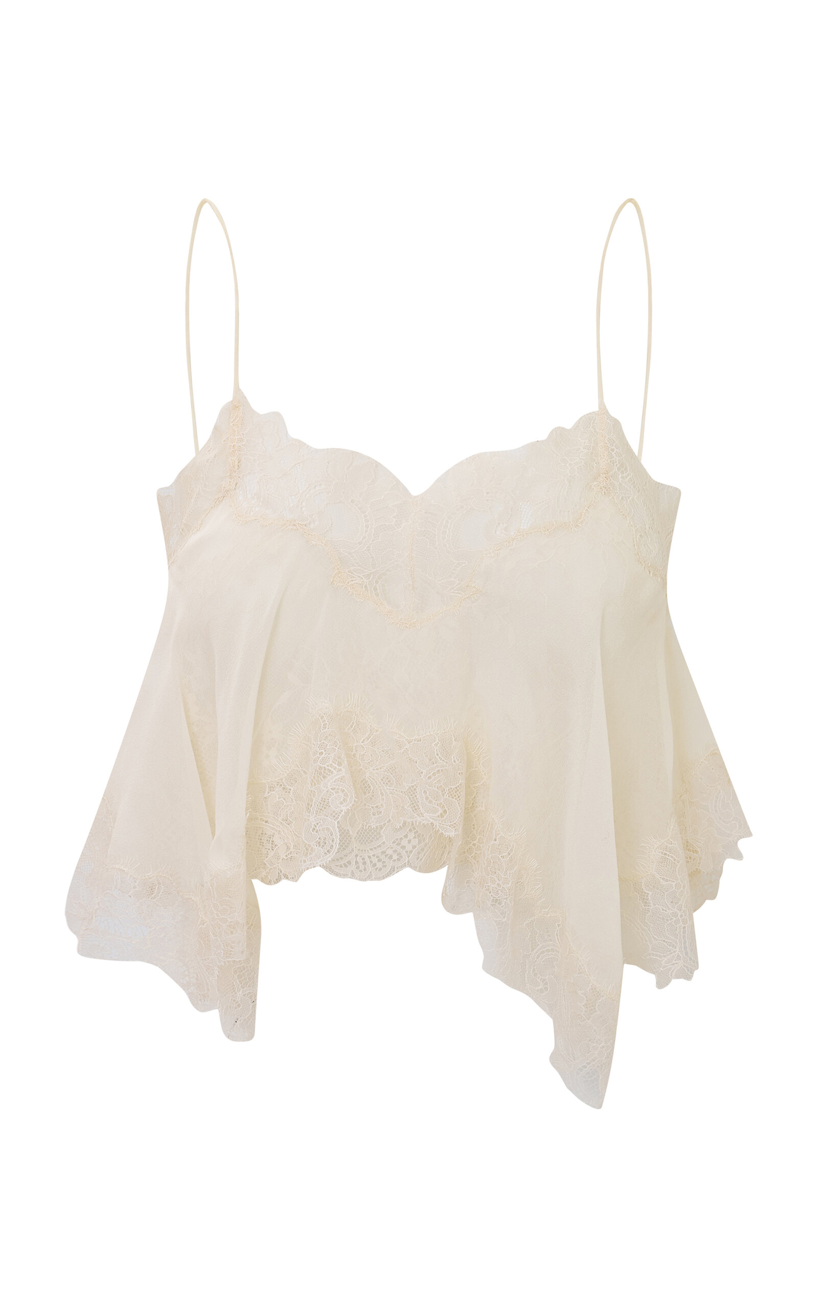 LoveShackFancy Elysia Sheer Silk Top - Ivory