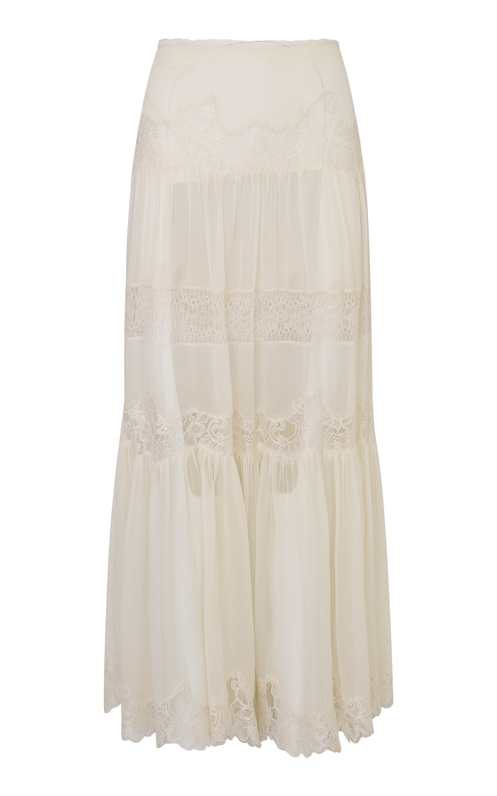 LoveShackFancy Aureline Silk Midi Skirt