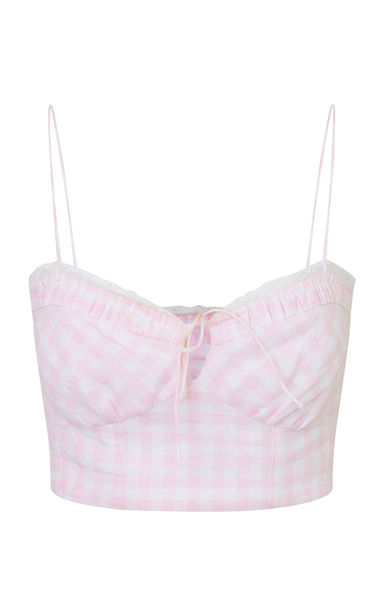 Loveshackfancy Amorana Linen Bustier In Light Pink
