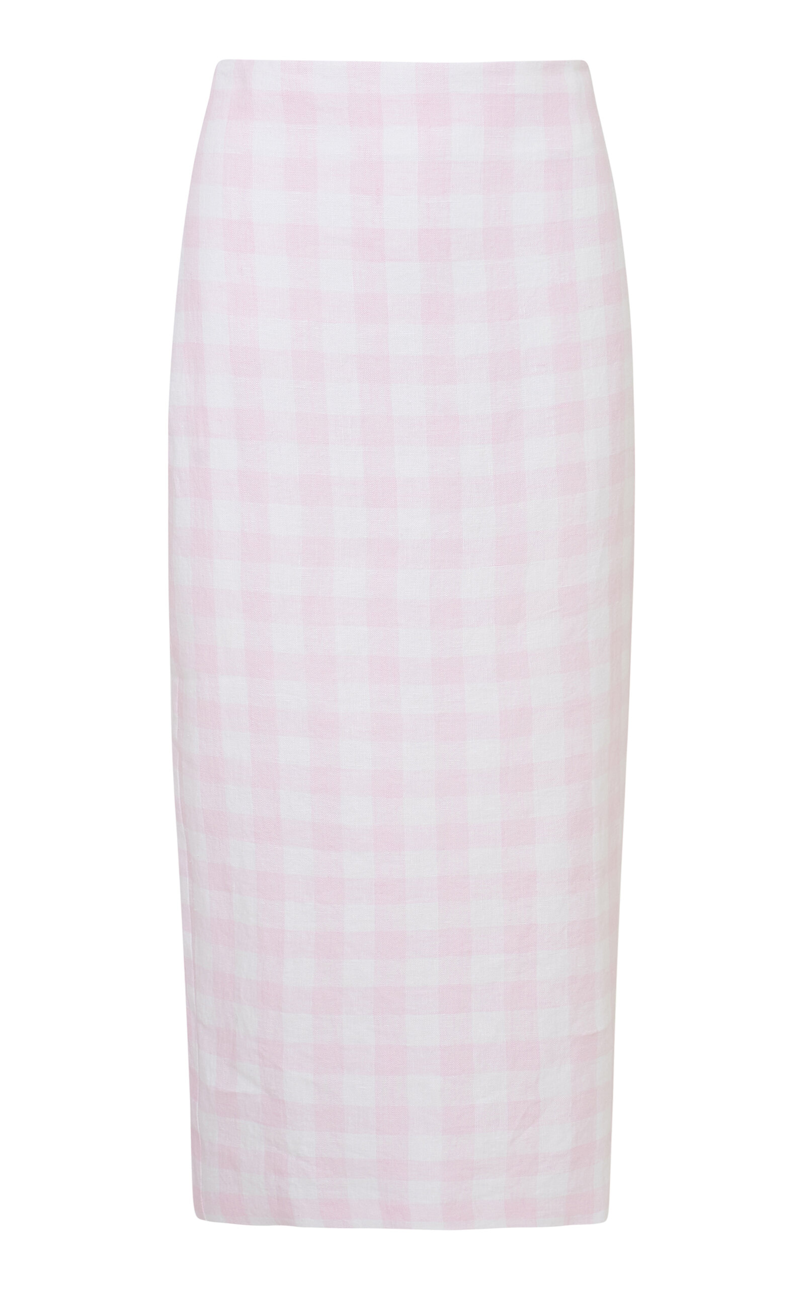 Loveshackfancy Biselle Linen Pencil Skirt In Light Pink