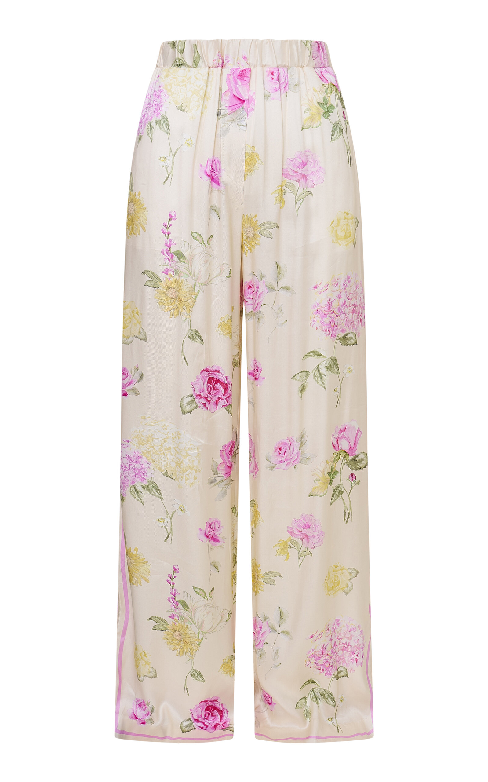 Loveshackfancy Helia Silk-blend Pants In Multi