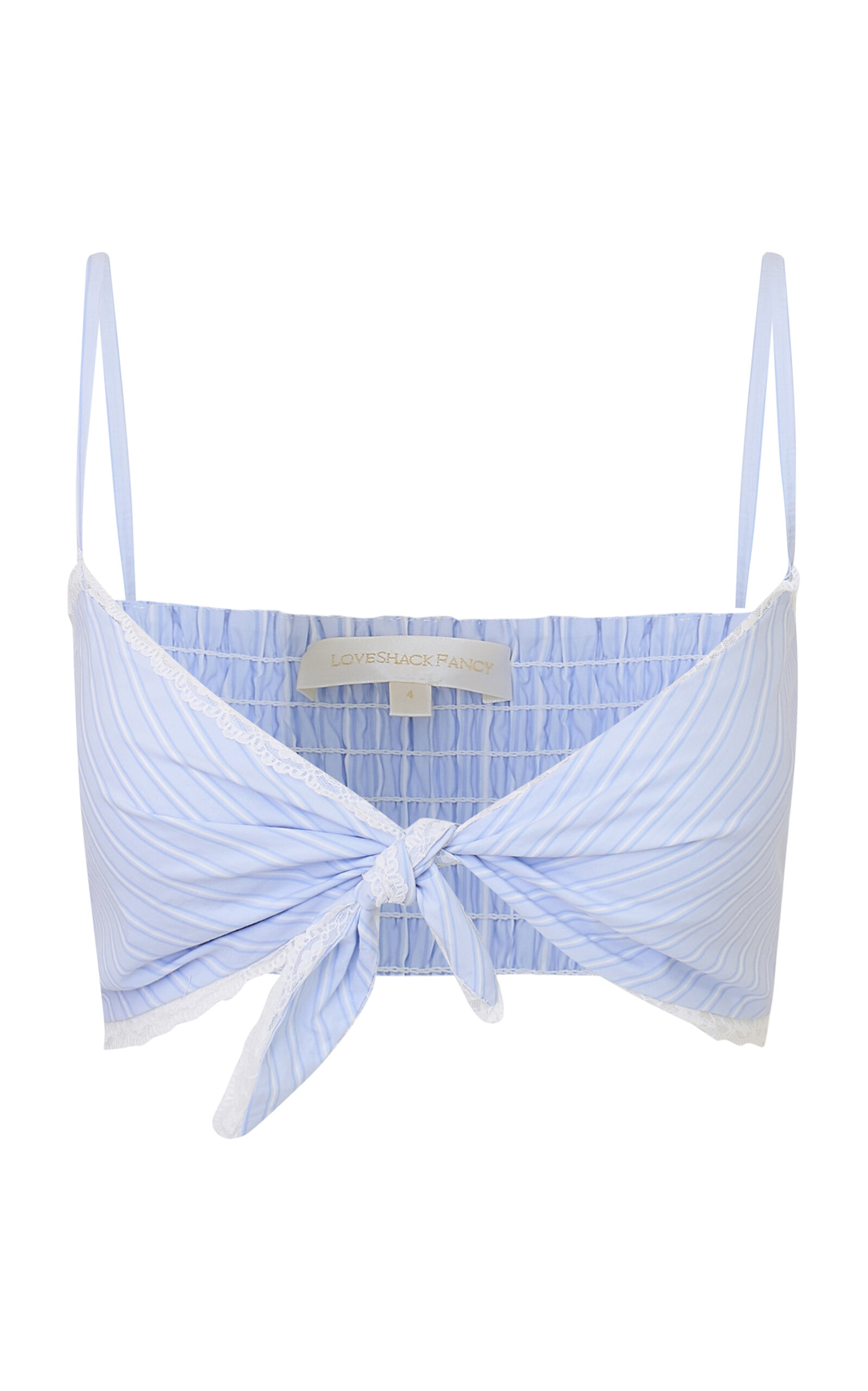 Loveshackfancy Arvine Cotton Bra Top In Blue