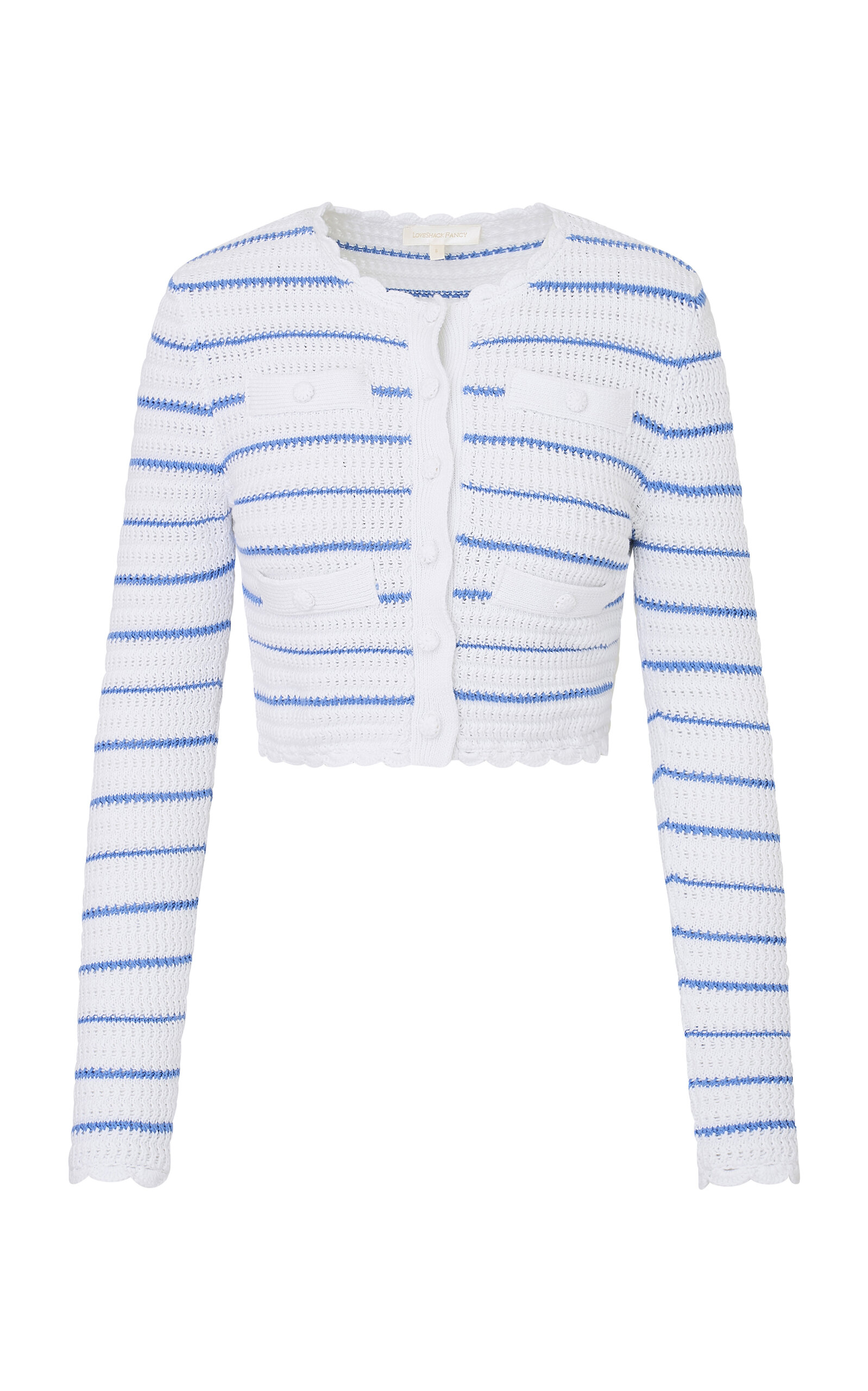 Loveshackfancy Lamiya Knitted Cotton Cardigan In White