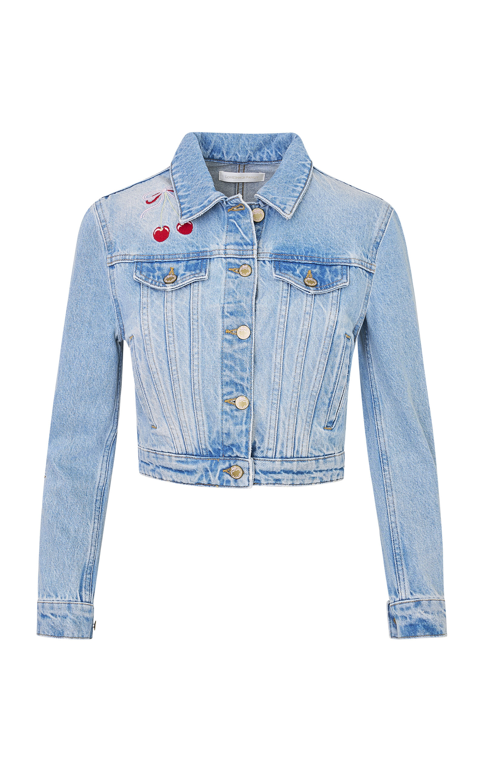 LoveShackFancy Bardot Cotton Denim Jacket