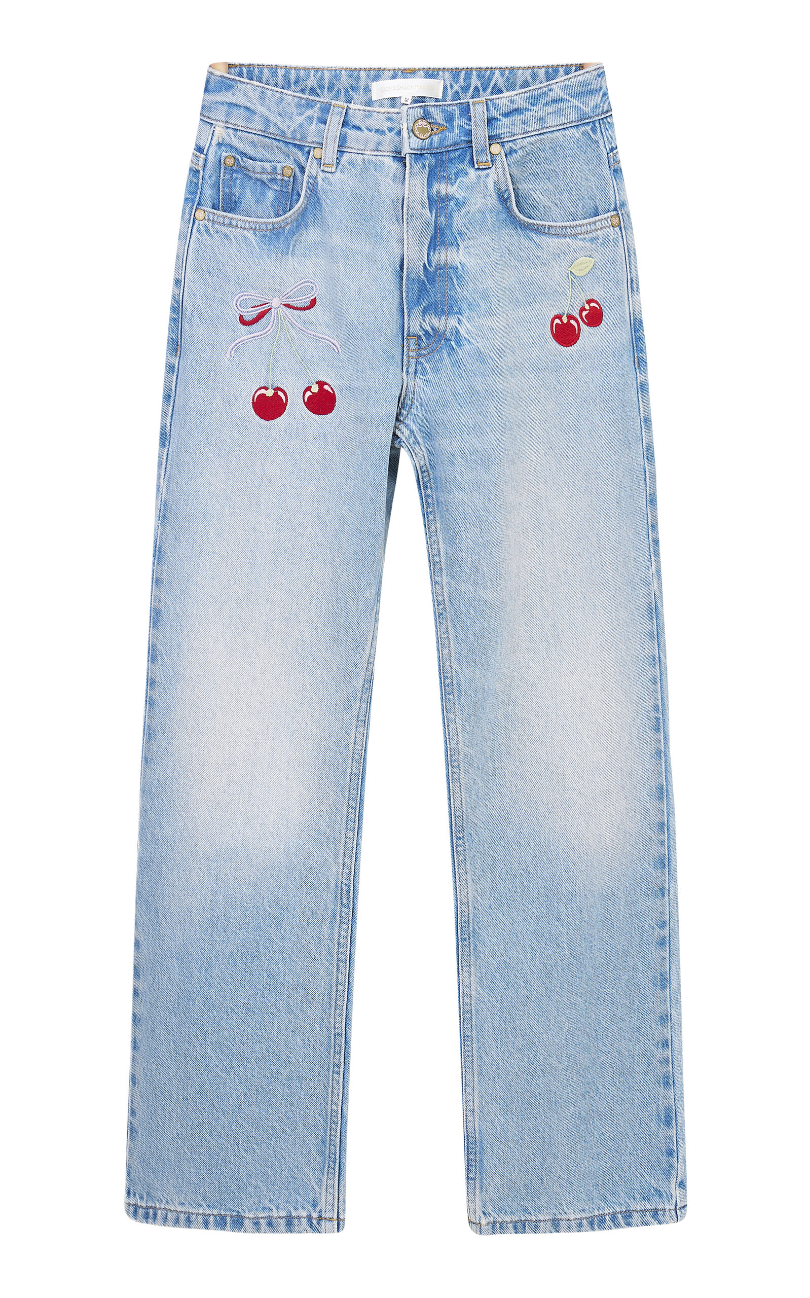 Loveshackfancy Sami Cotton Denim Pants In Light Wash