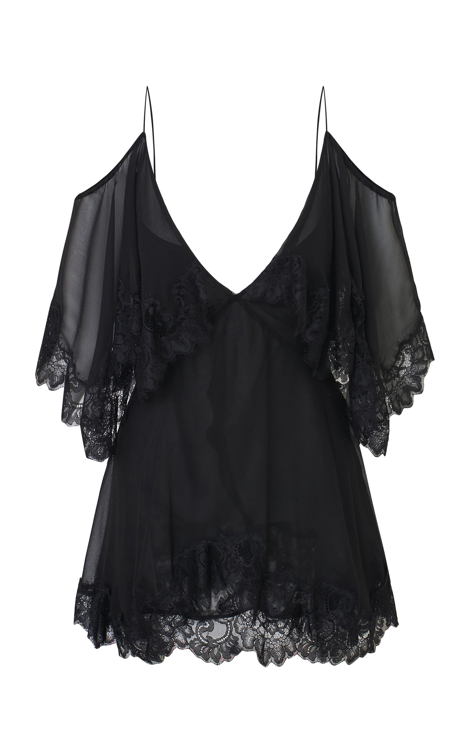LoveShackFancy Selune Silk Mini Dress - Black