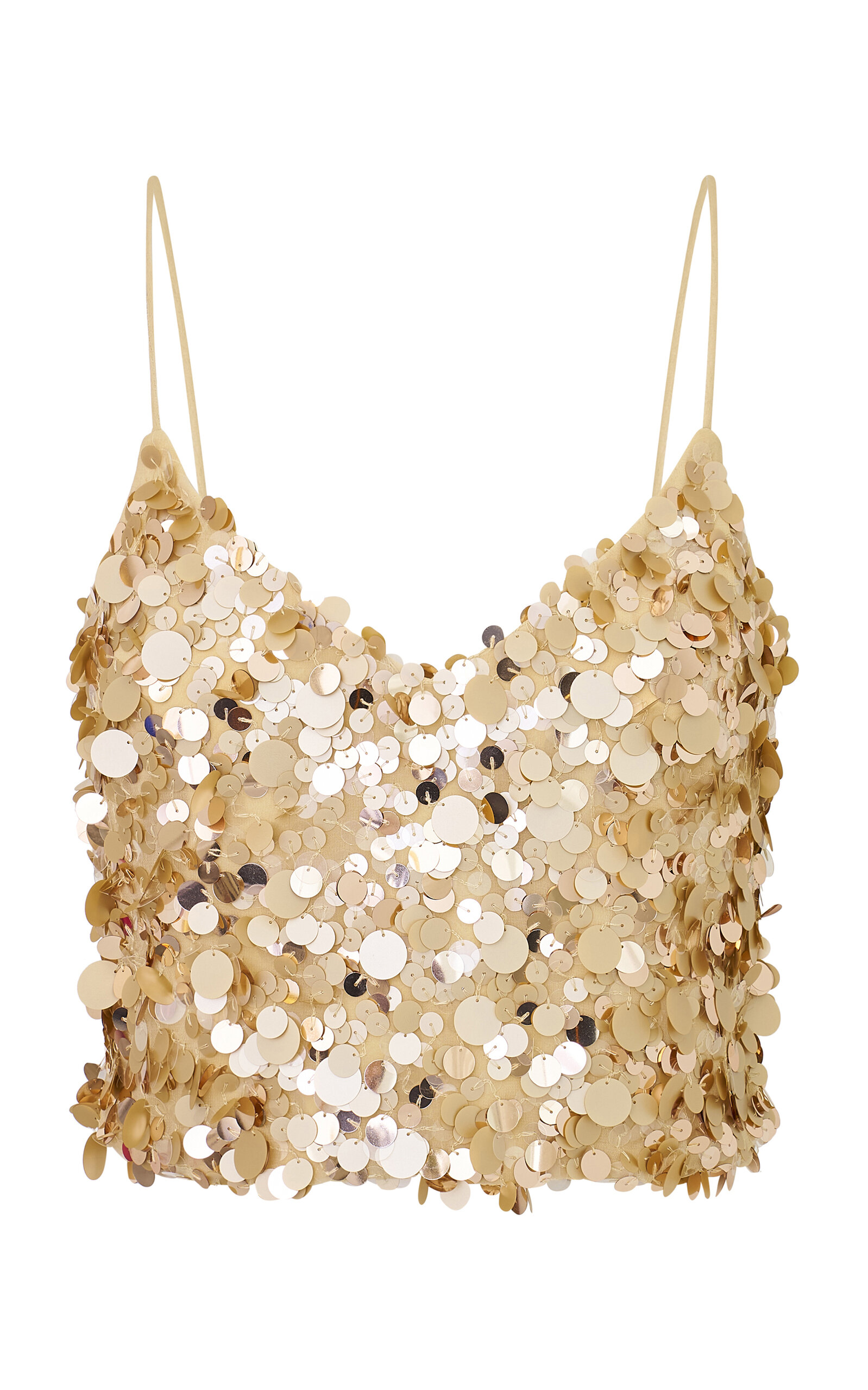 LoveShackFancy Vivaldina Sequined Top - Gold