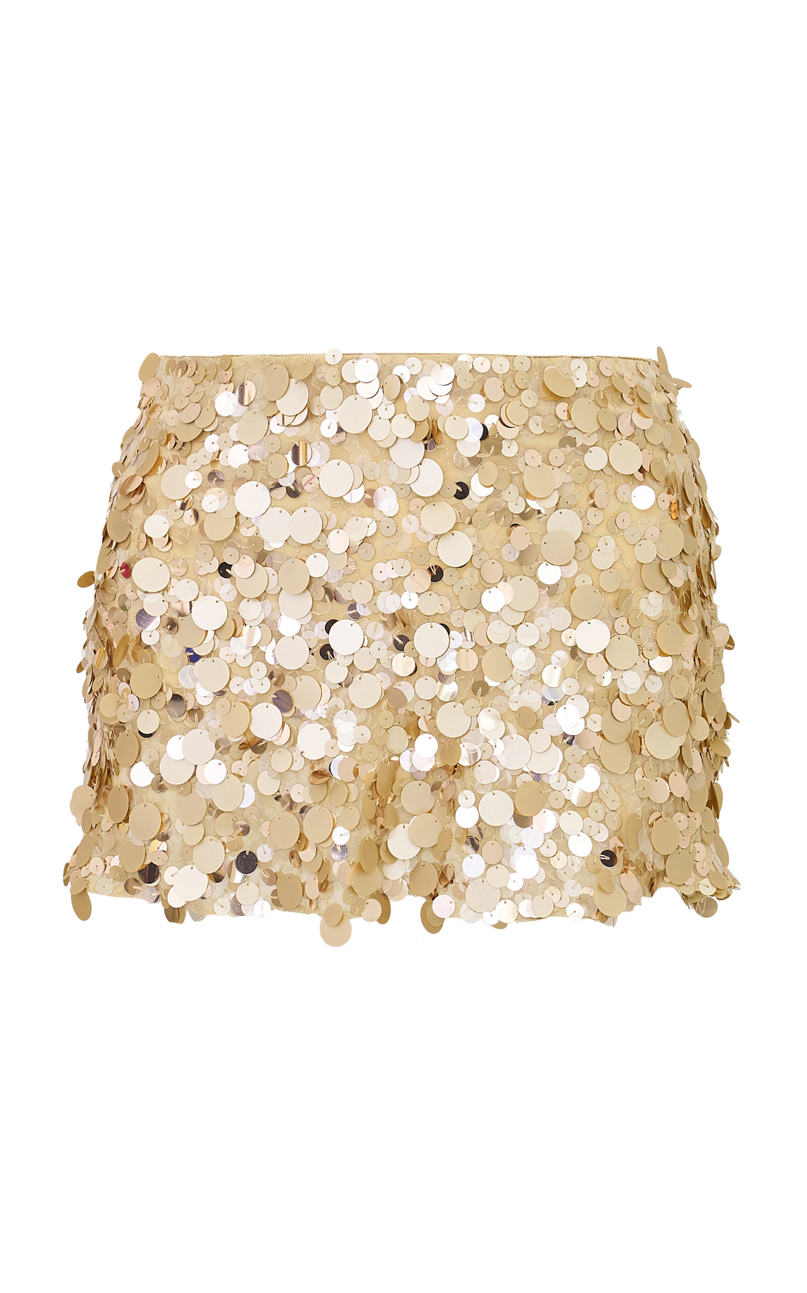 LoveShackFancy Aurorlia Sequined Midi Skirt - Gold
