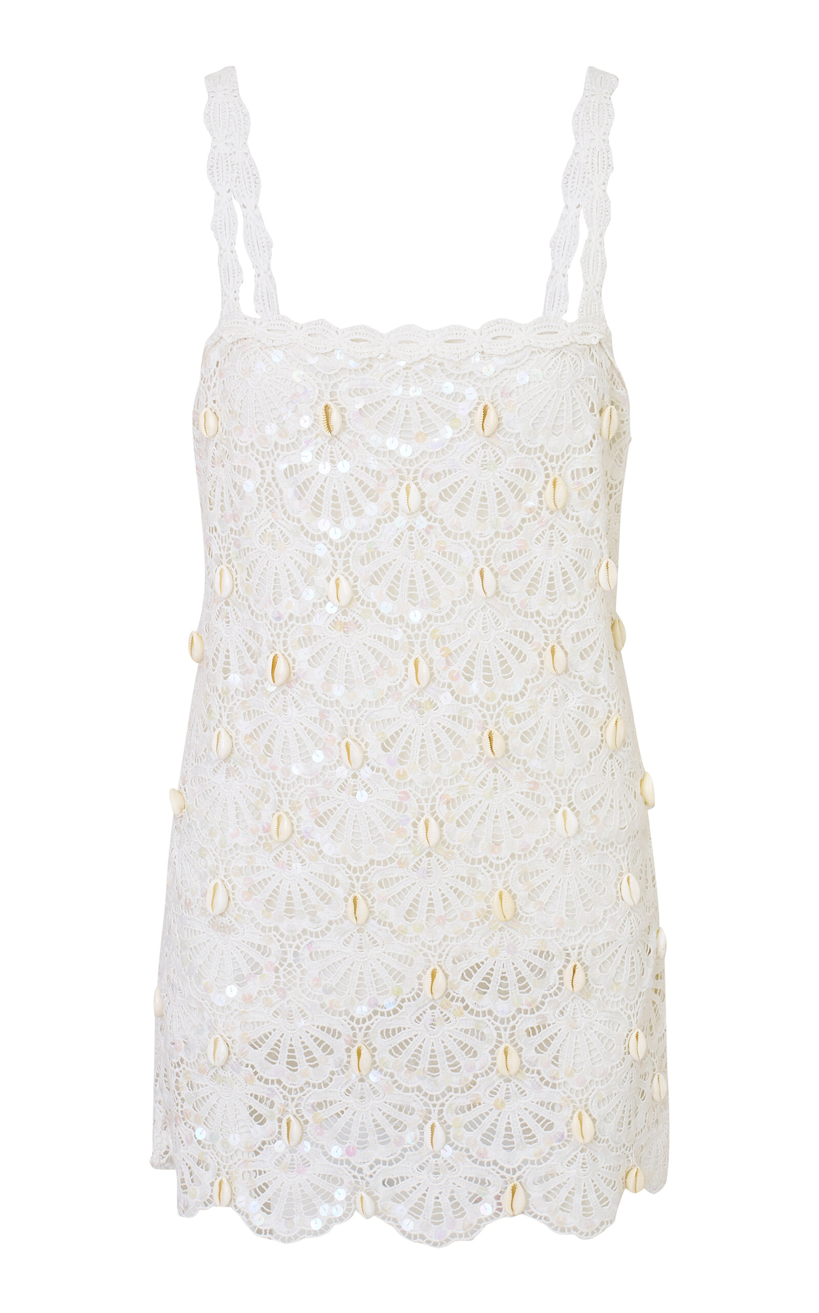 LoveShackFancy Lamont Shell Embellished Cotton Dress