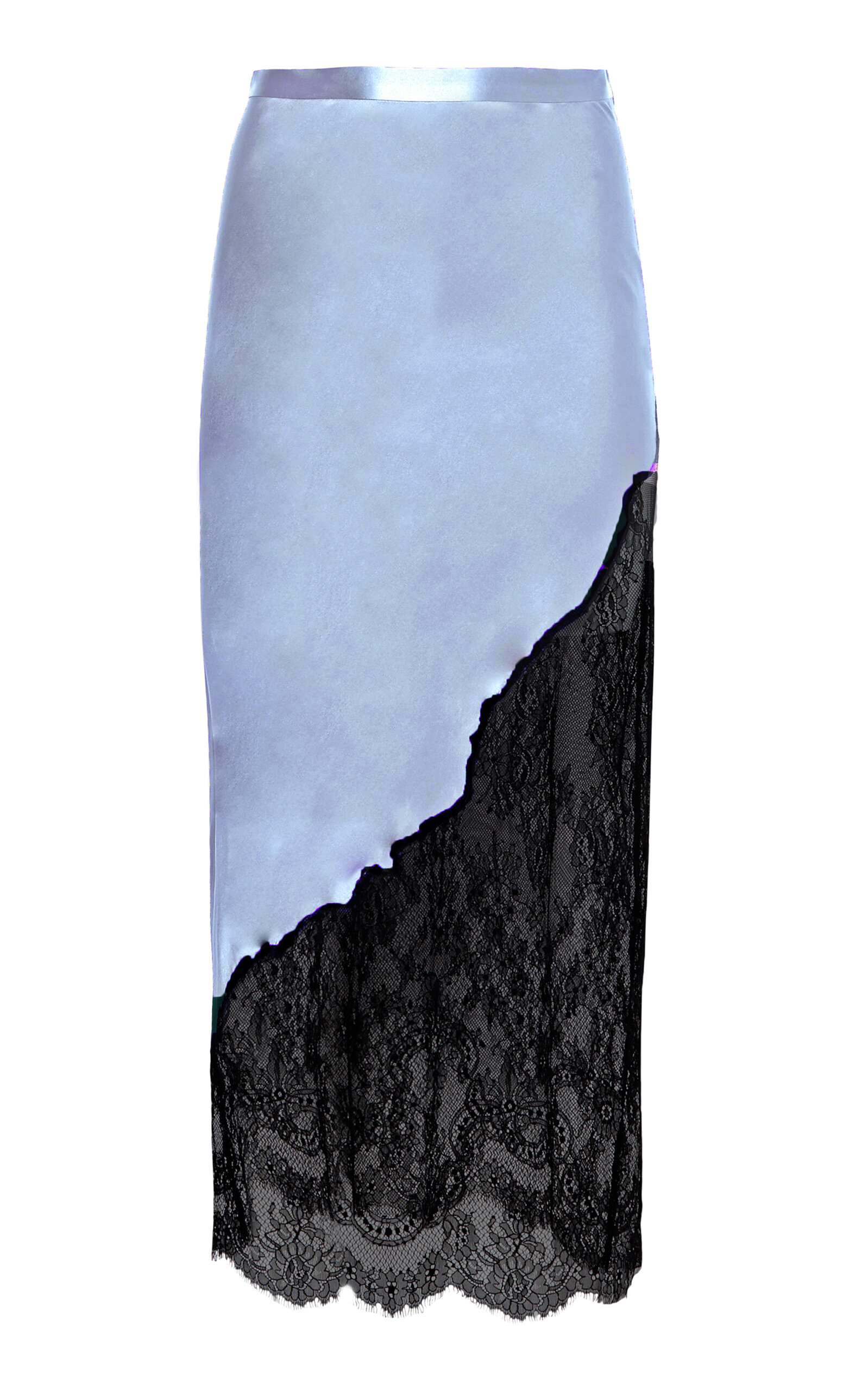 FLEUR DU MAL SILK AND LACE MIDI SKIRT