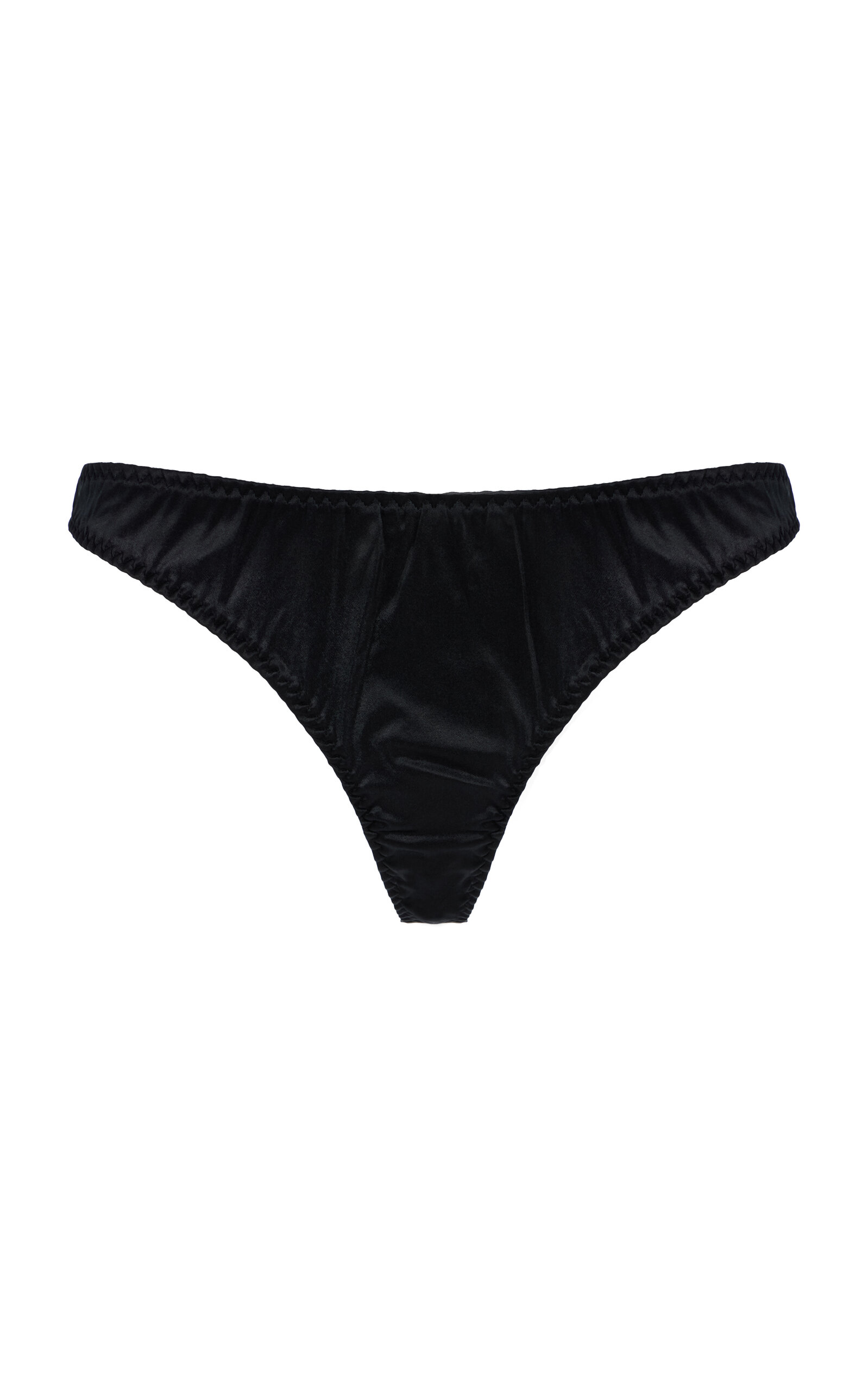 Fleur Du Mal Luxe Stretch-silk Thong In Black