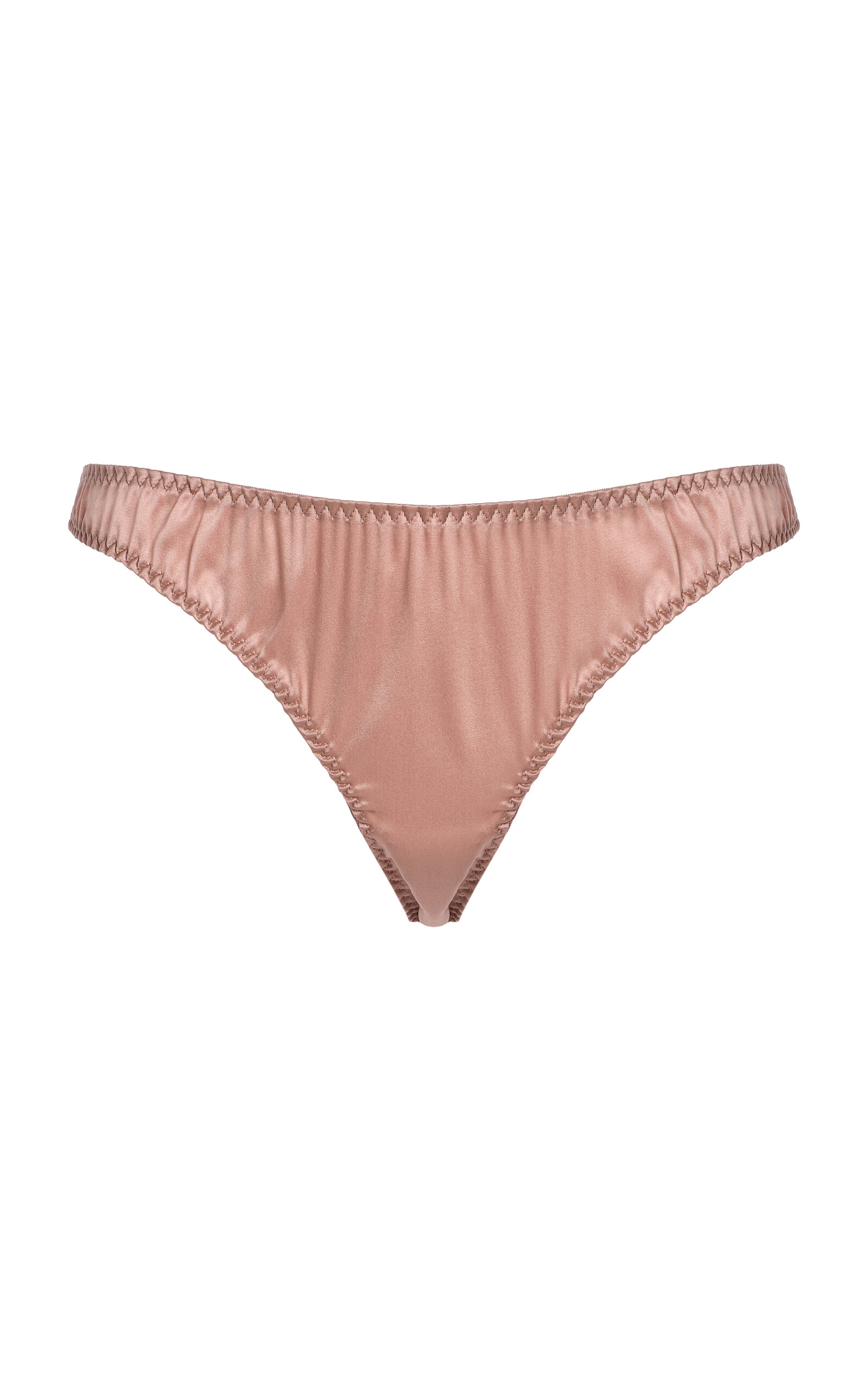 Fleur Du Mal Luxe Stretch-silk Thong In Tan