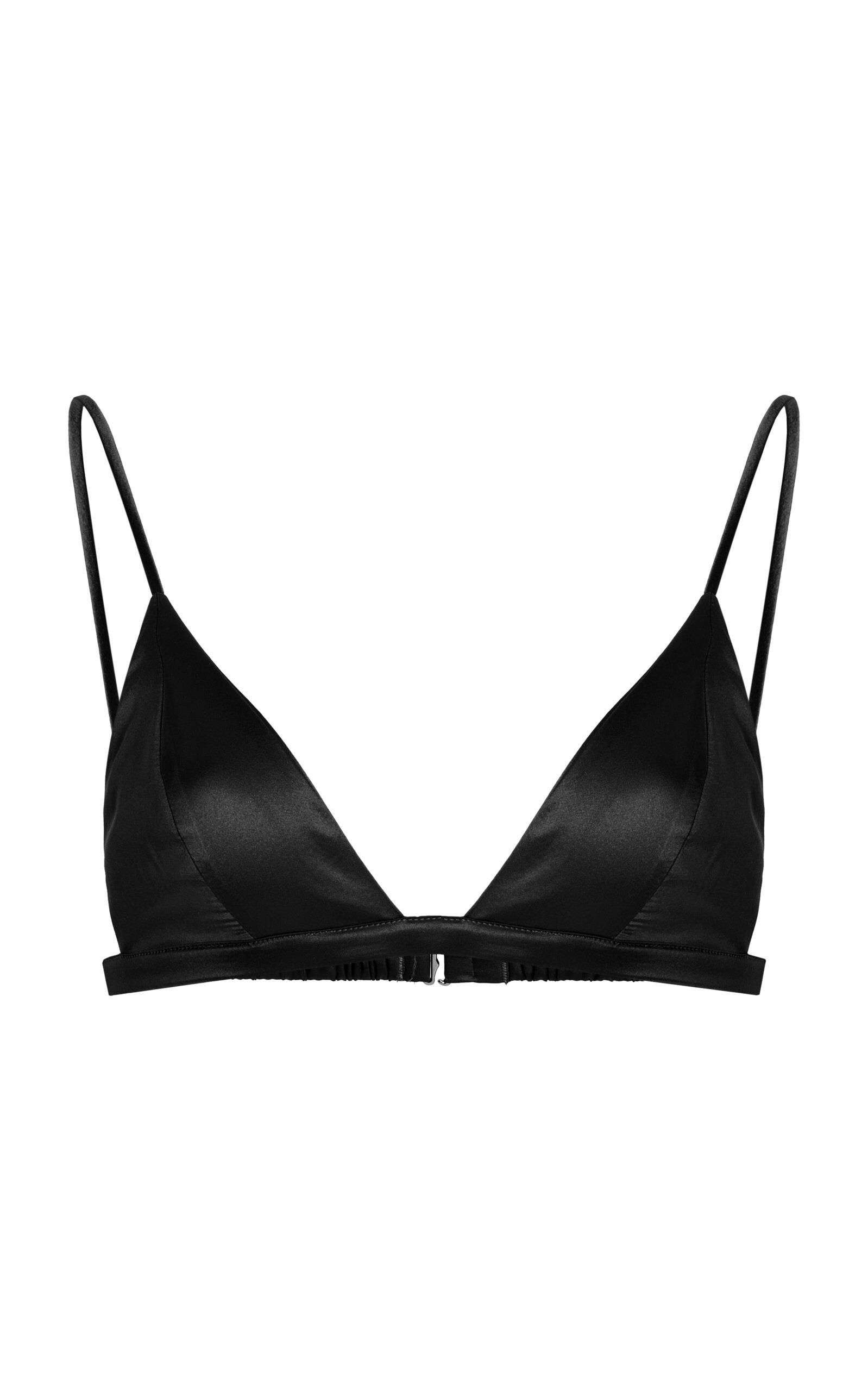 Fleur Du Mal Luxe Stretch-silk Triangle Bra In Black
