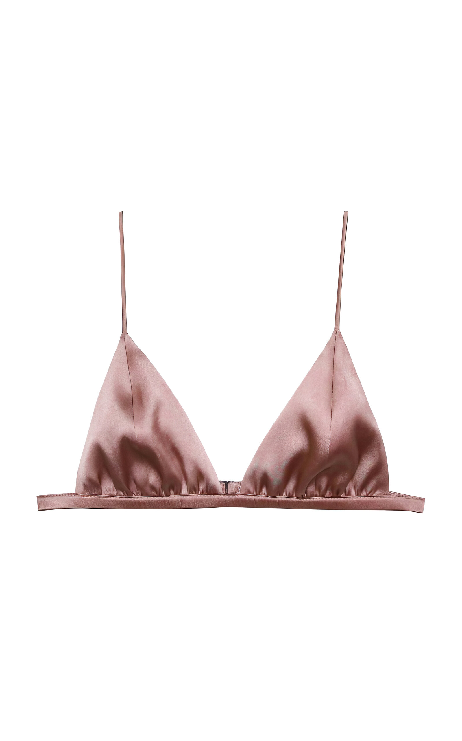 Fleur Du Mal Luxe Stretch-silk Triangle Bra In Tan