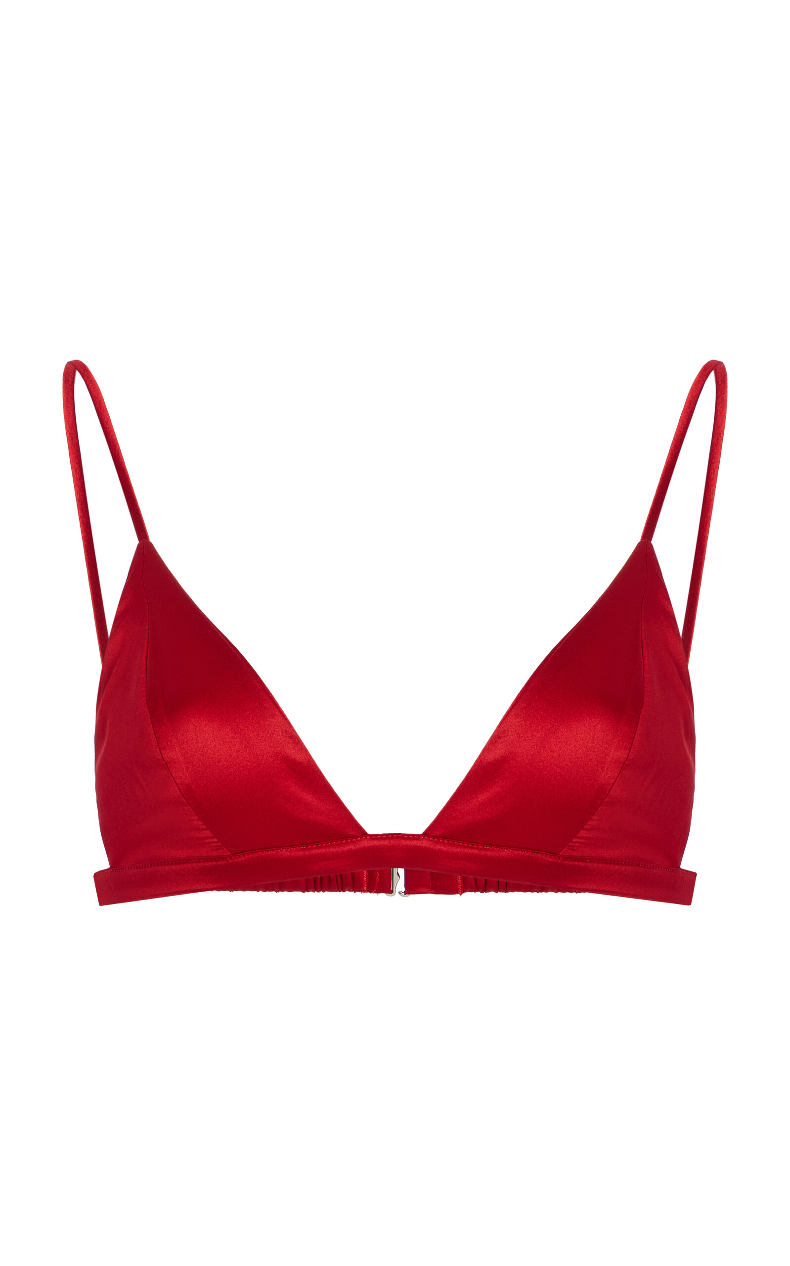 Fleur Du Mal Luxe Stretch-silk Triangle Bra In Red