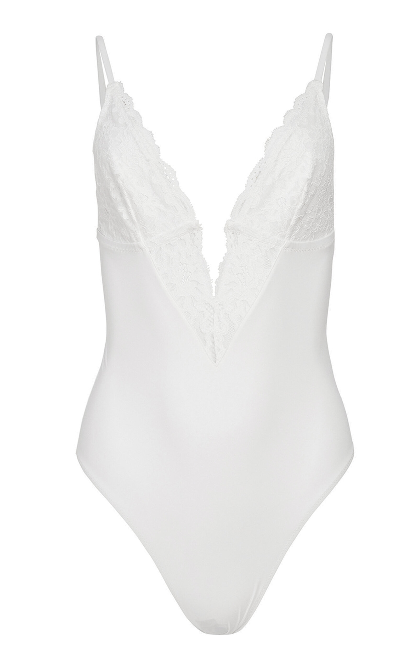 Fleur du Mal Charlotte Lace-Trimmed Jersey 3-Way Bodysuit