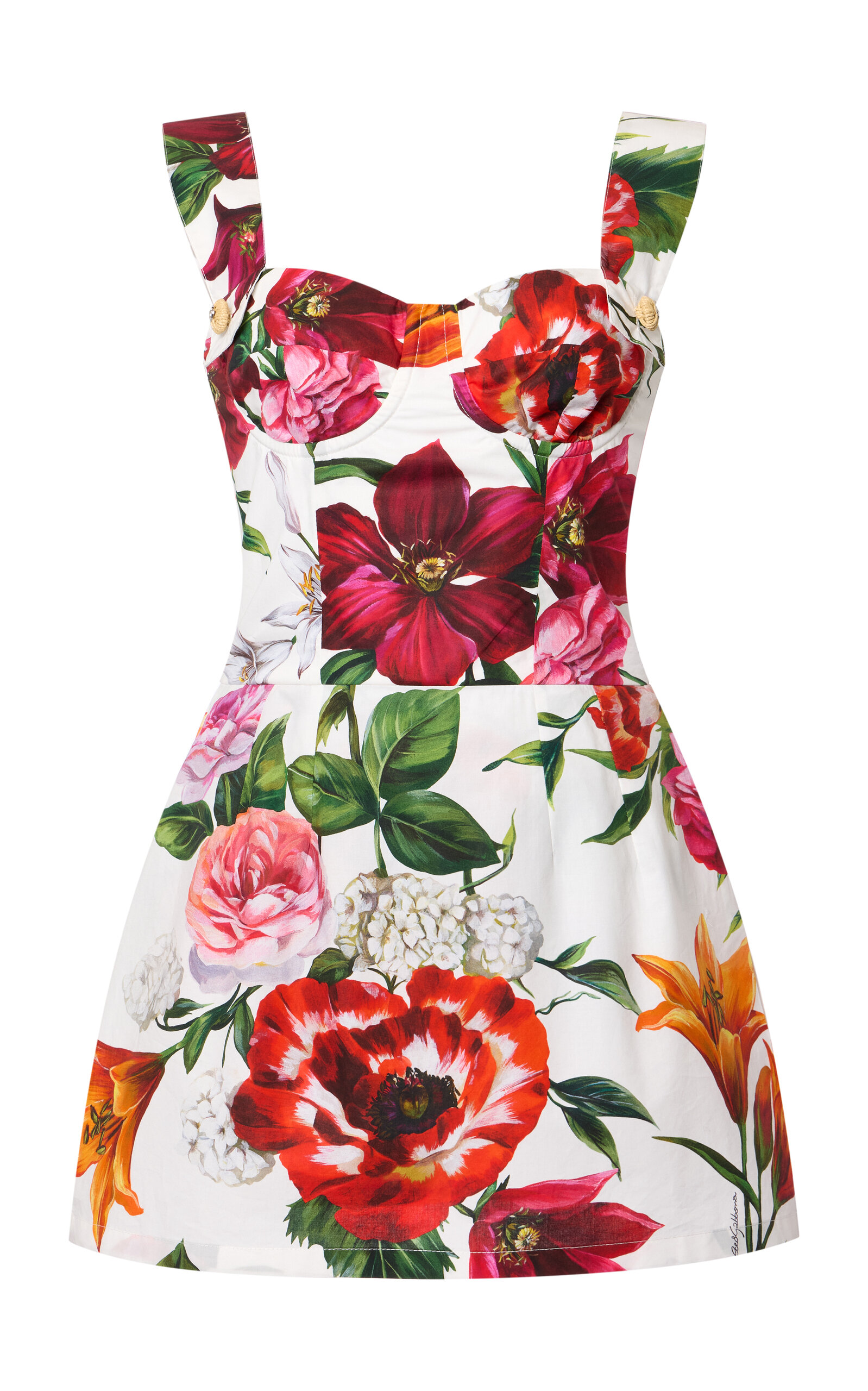 Dolce & Gabbana Floral Poplin Bustier Mini Dress