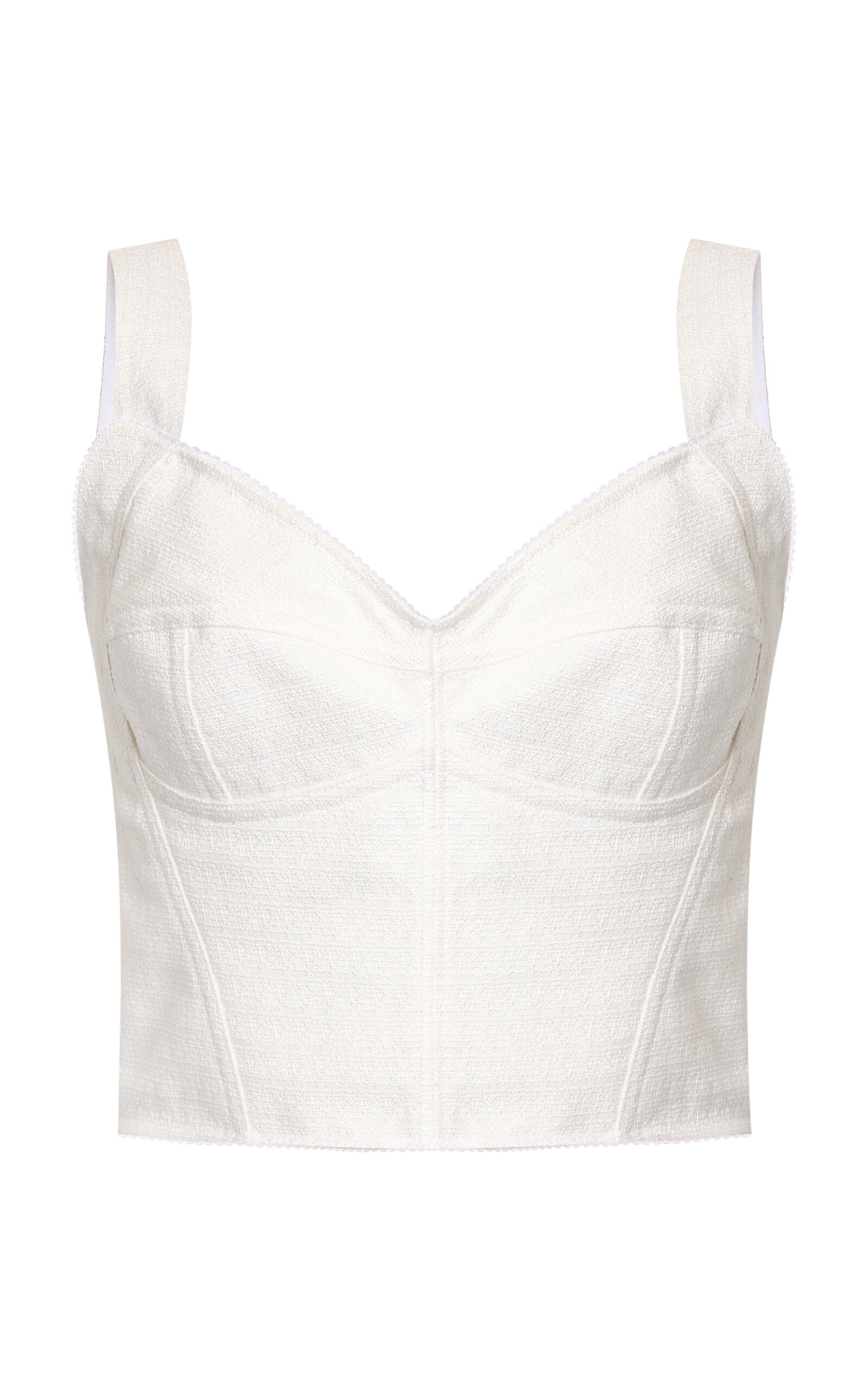 Dolce & Gabbana Woven Cotton Bustier Tank Top - White