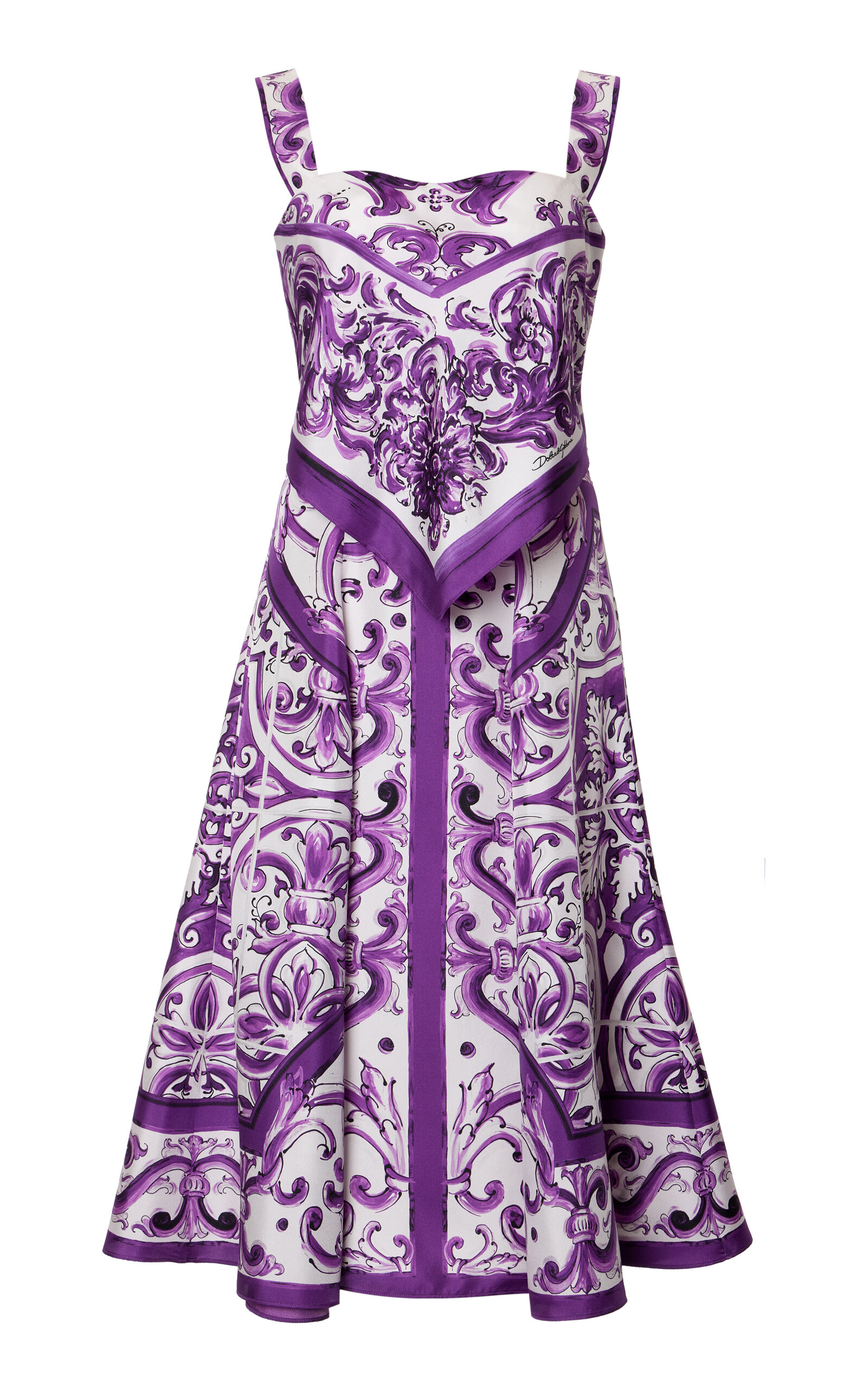 Printed Silk Twill Midi Dress