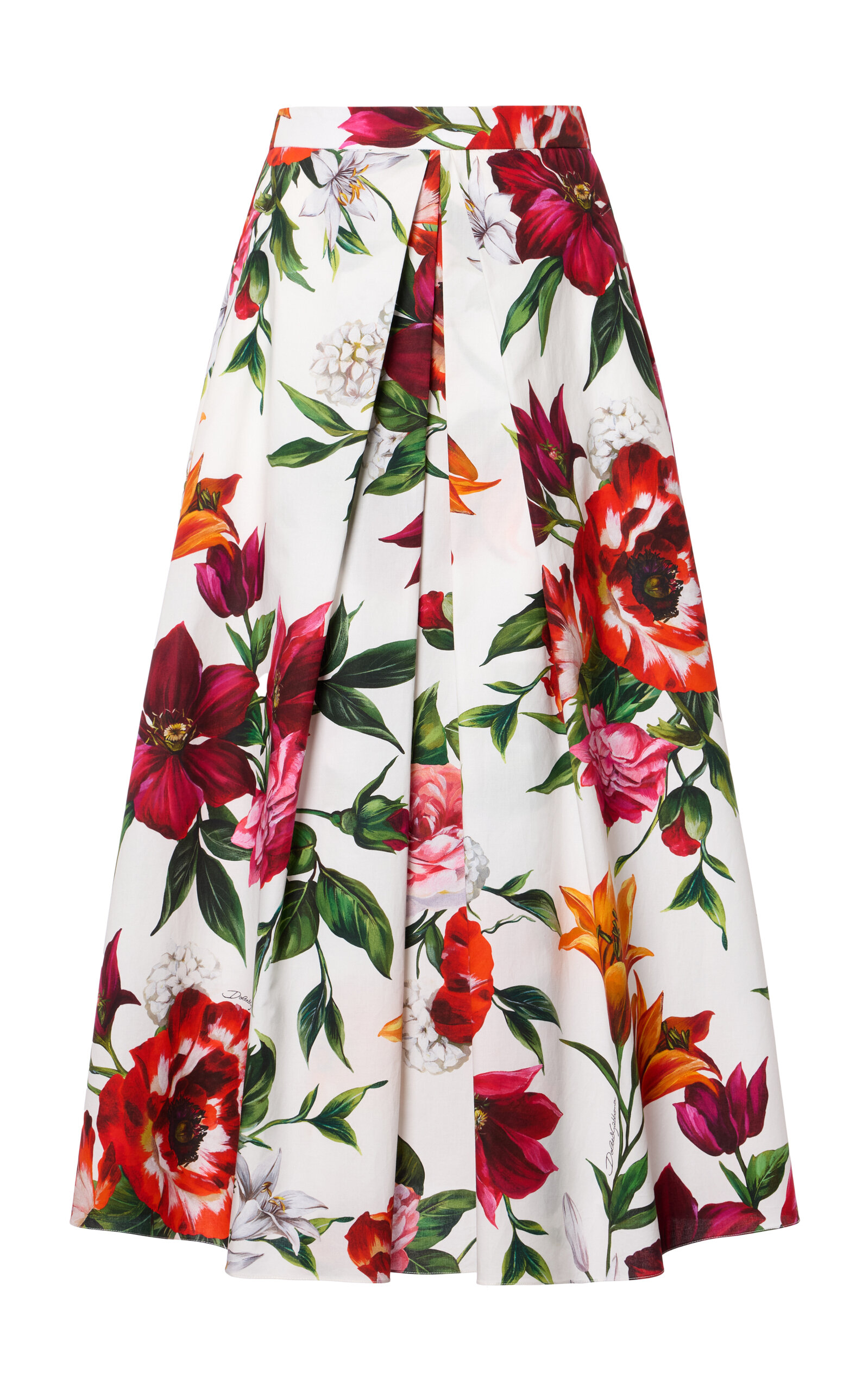 Dolce & Gabbana Floral-Printed Cotton Poplin Midi Skirt - Women's Clothing