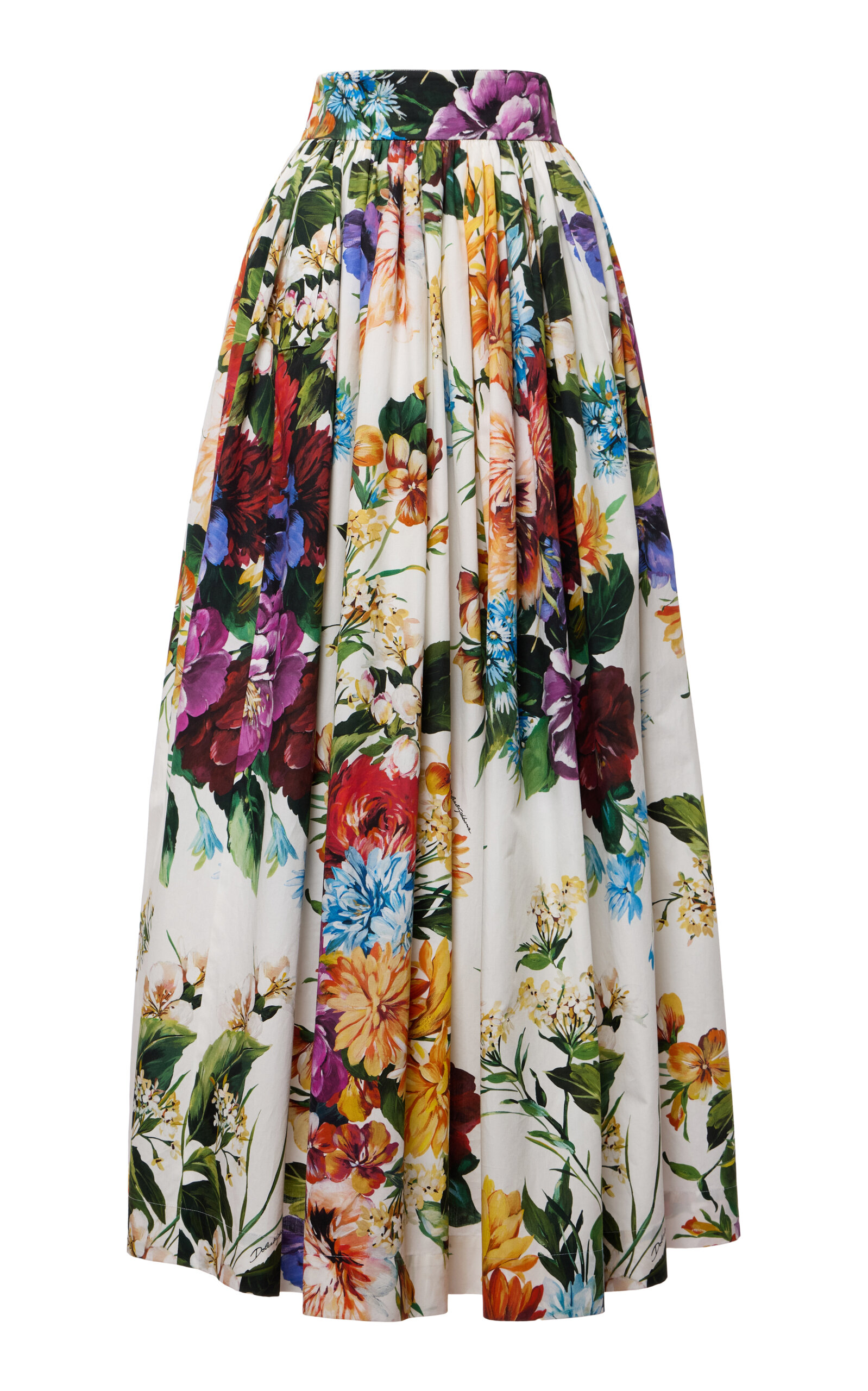 Dolce & Gabbana High-waisted Skirt With A Floral Bouquet Print In Multi
