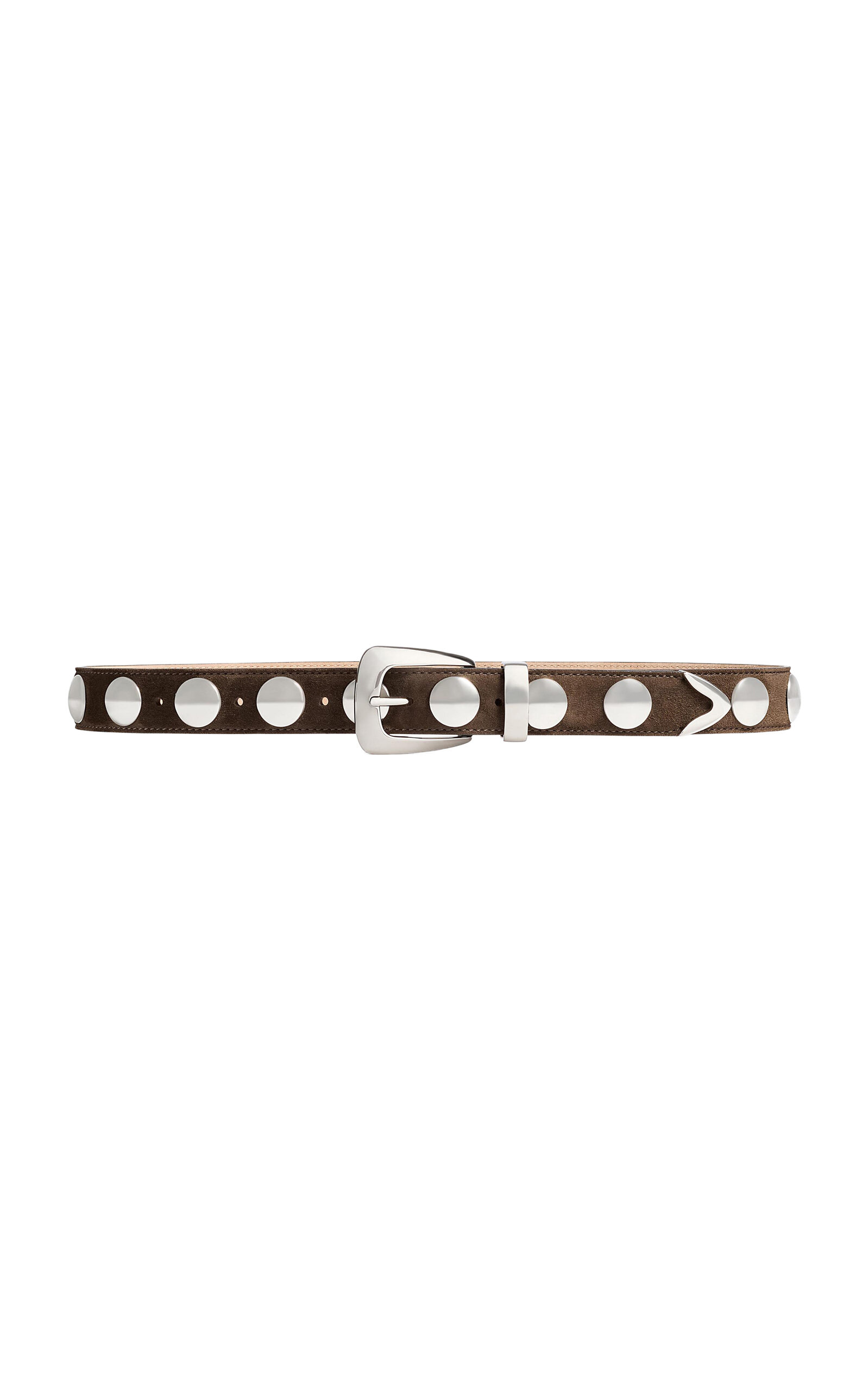 Khaite Benny Studded Leather Belt In Brown