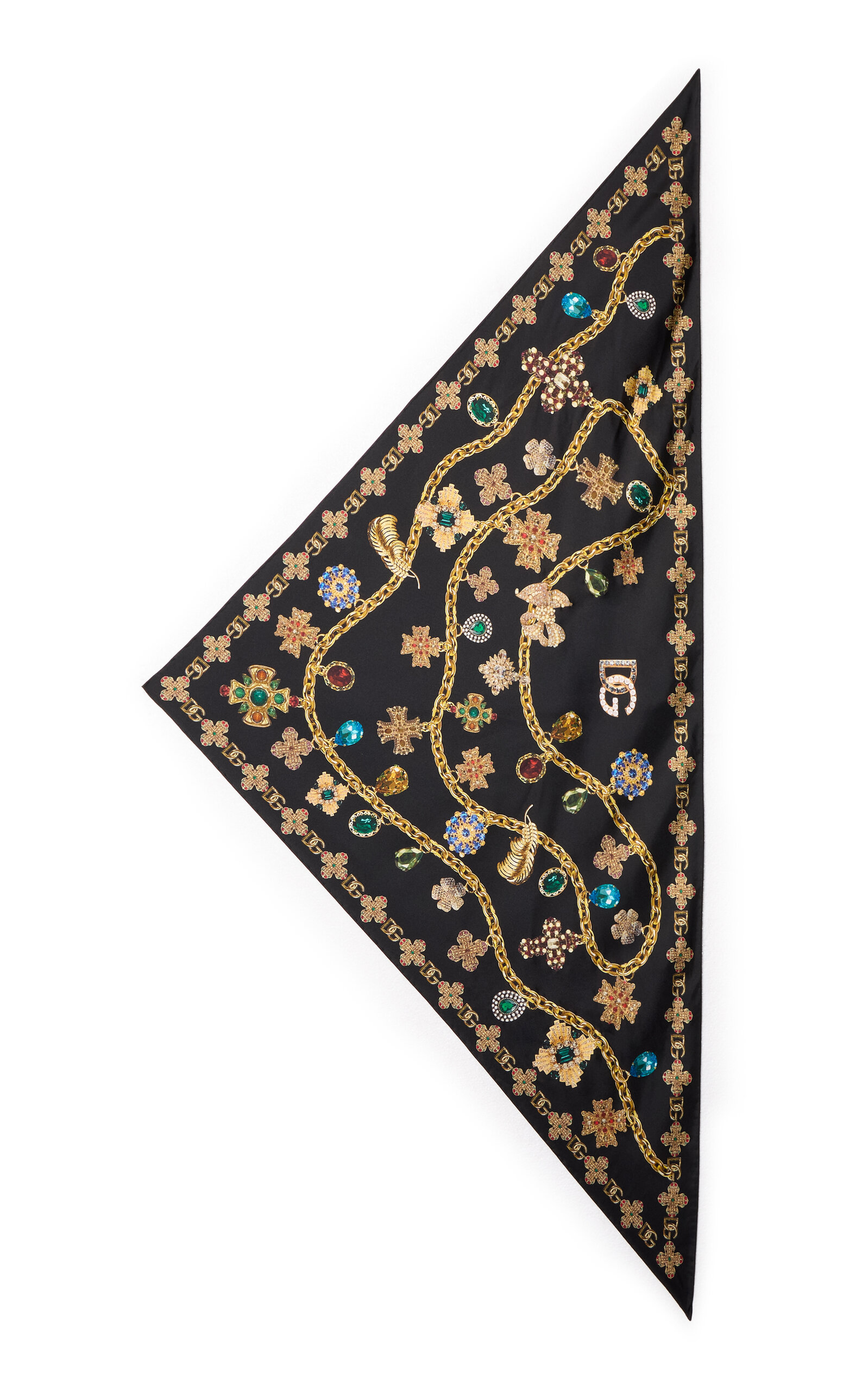 Dolce & Gabbana Silk Triangle Scarf - Black - OS - Women's Accessories