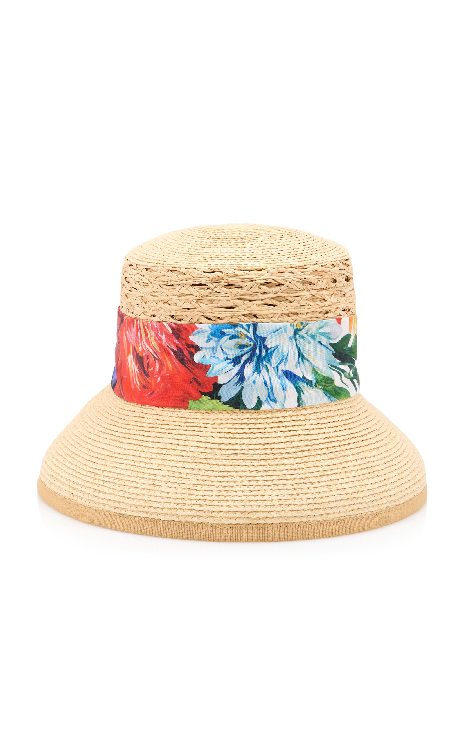 DOLCE & GABBANA SCARF-DETAILED RAFFIA BUCKET HAT