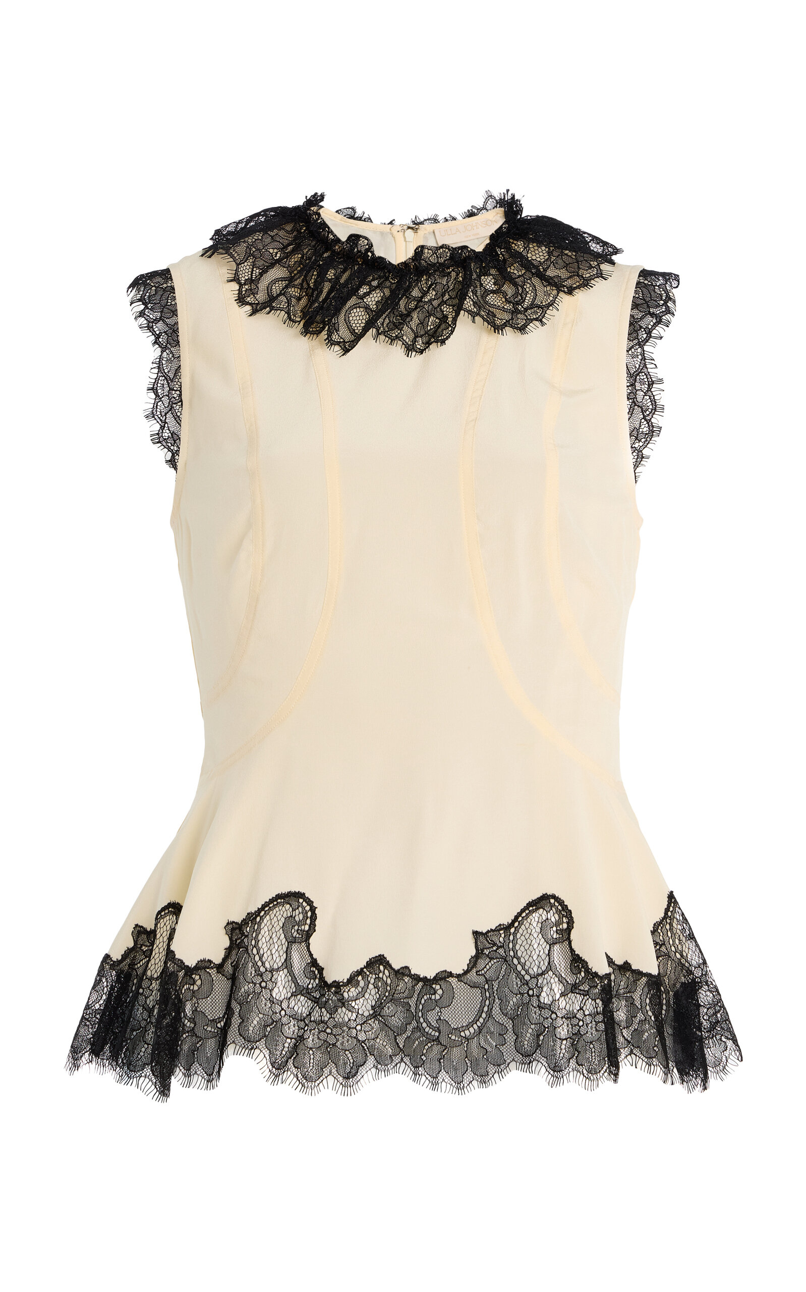 Ulla Johnson Bette Cape Sleeve Silk Top In Black,white