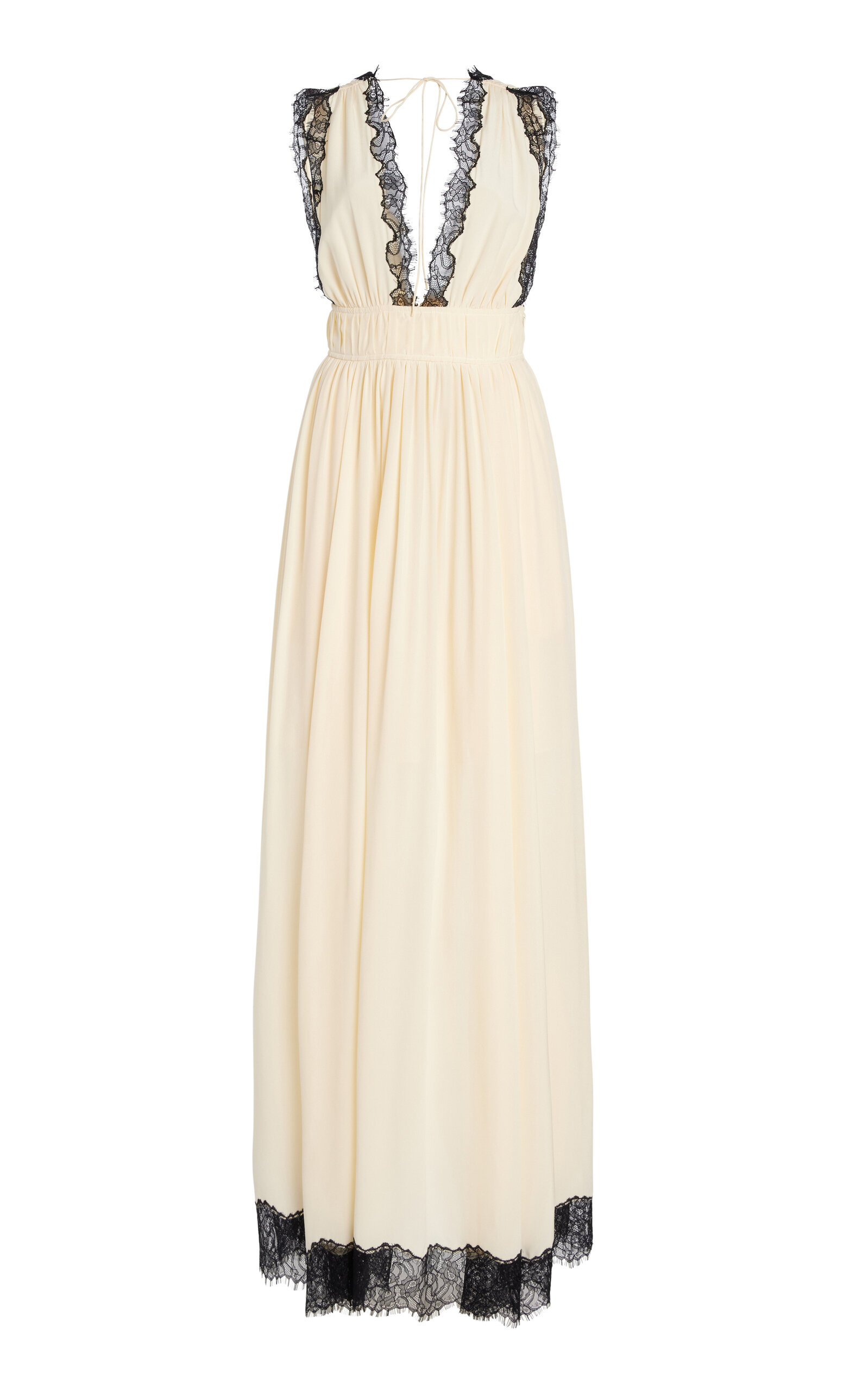 Ulla Johnson Maguerite Lace Trim Silk Gown In Ivory