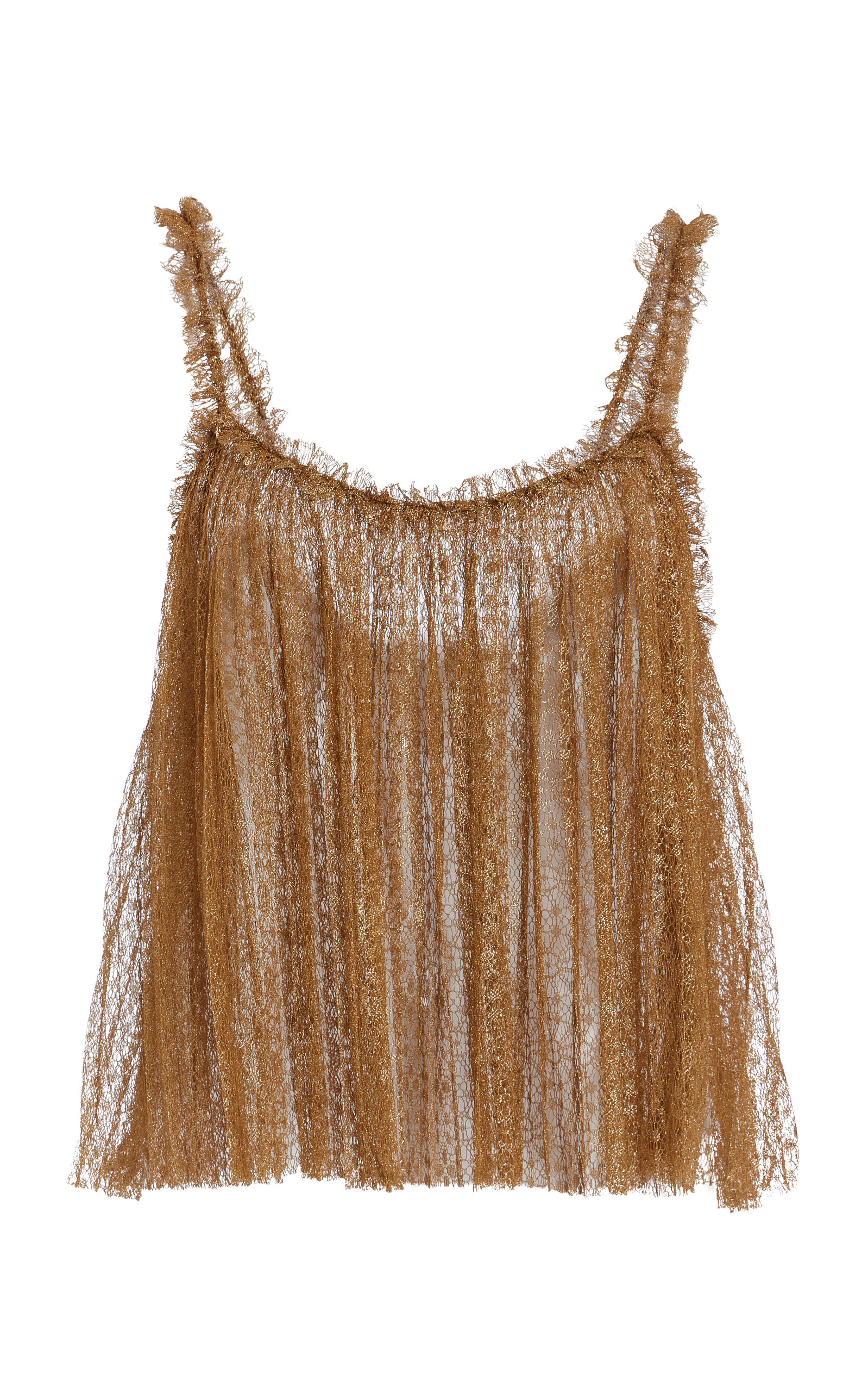 Ulla Johnson Romy Pleated Gathered Metallic Lace Camisole In Nude