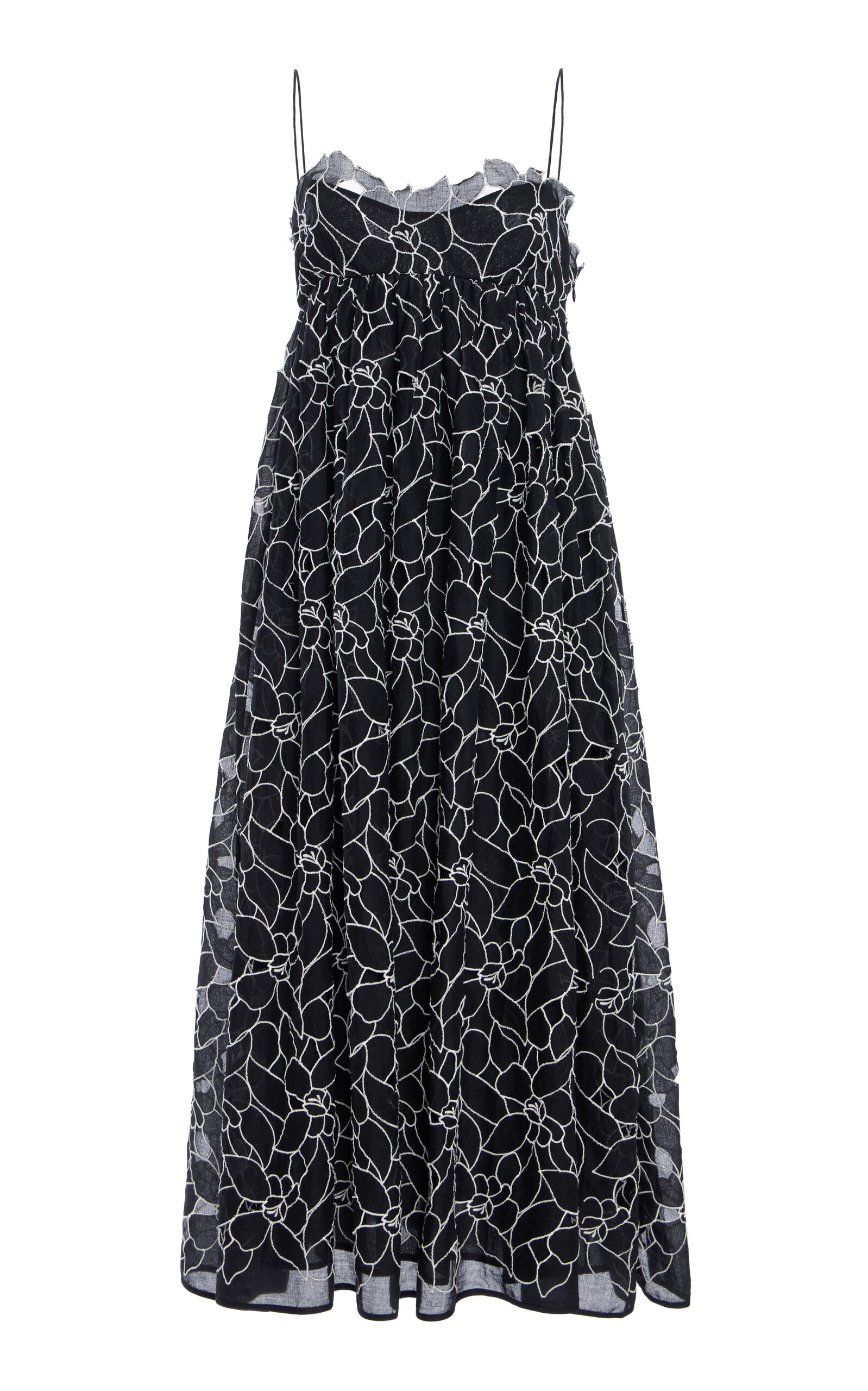 Ulla Johnson Marina Floral Embroidery Cotton Sundress In Black