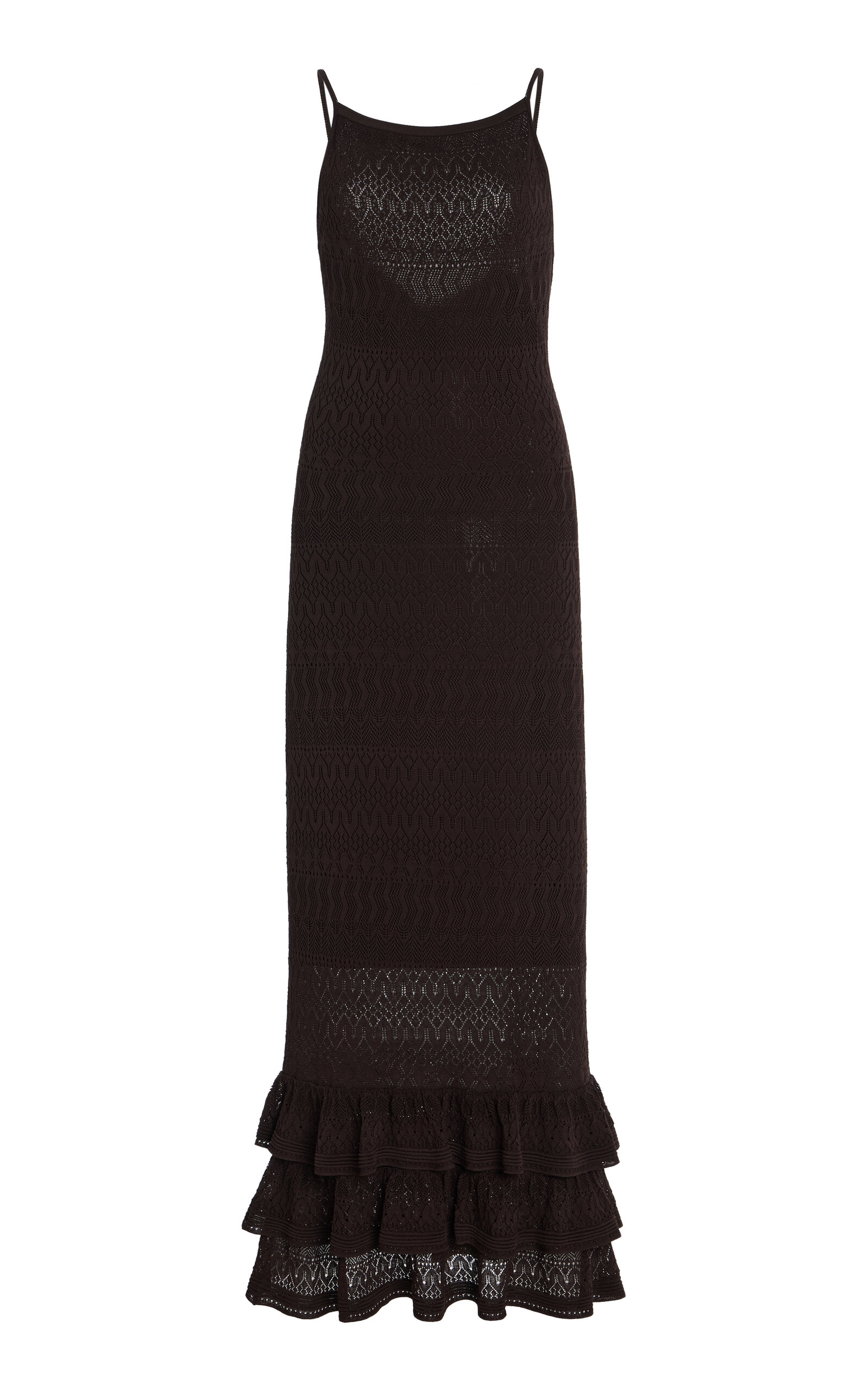 Staud Bliss Ruffled Knit Maxi Dress