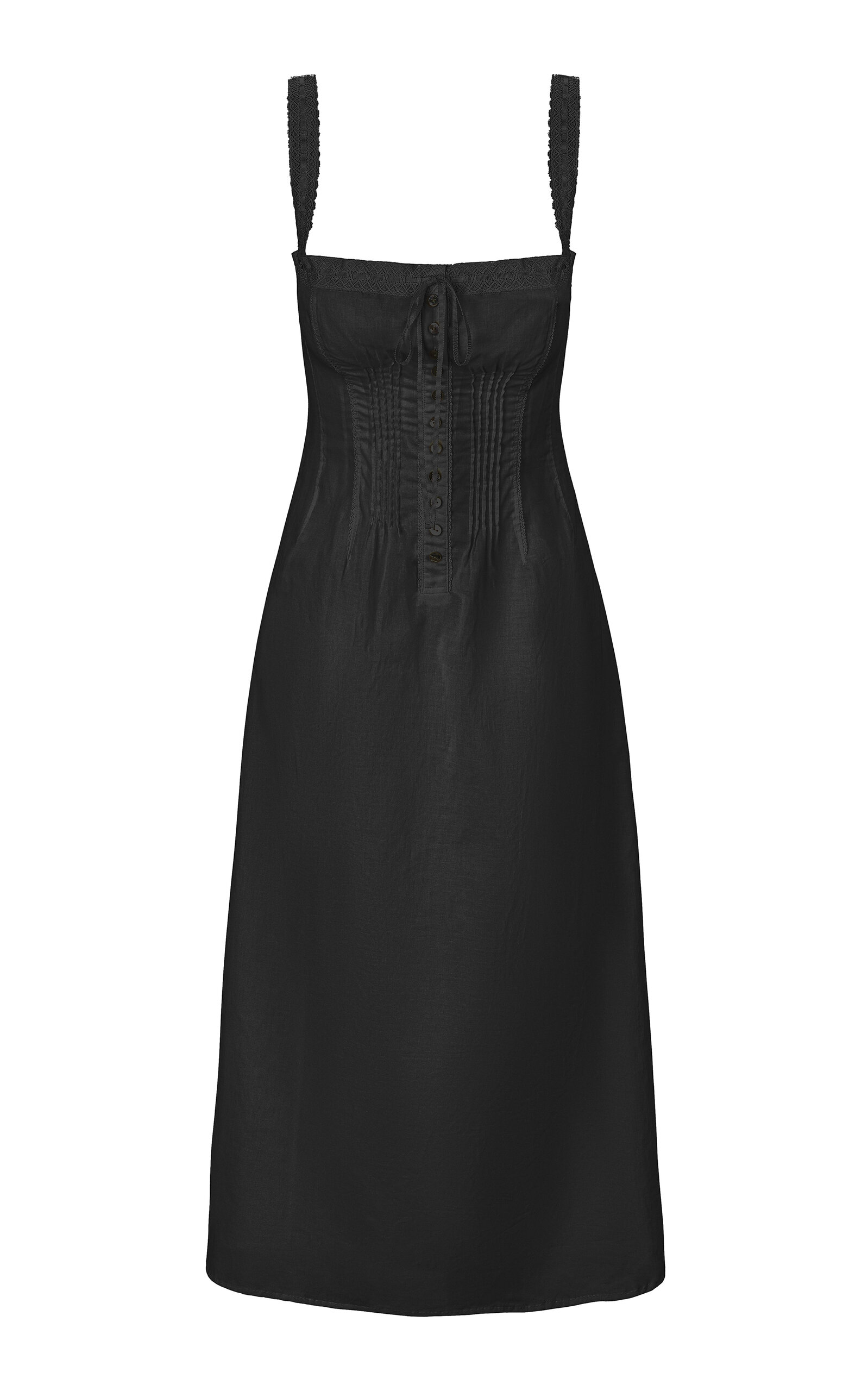 Staud Matilde Lace-trimmed Cotton Midi Dress